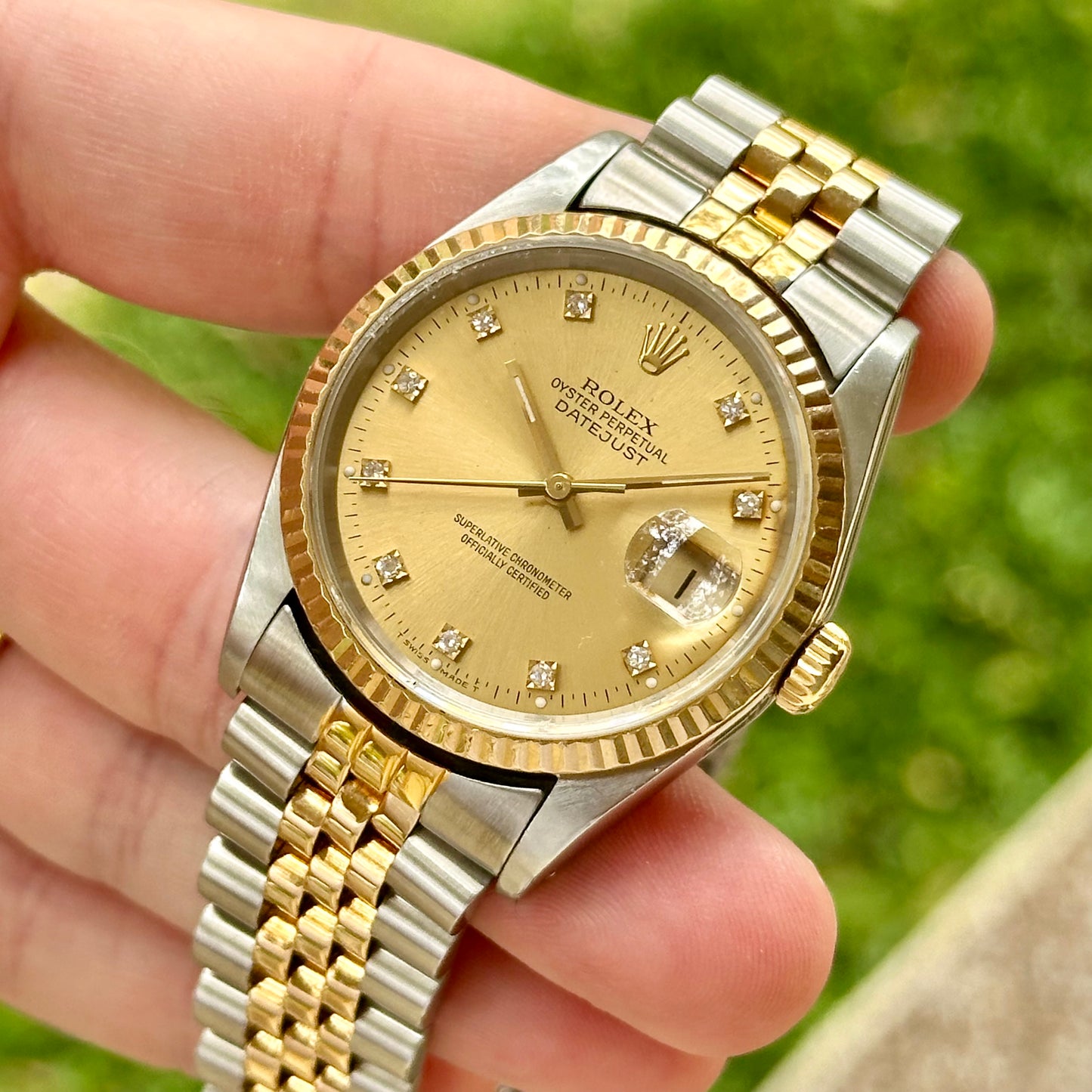 Datejust 36 Champagne Diamond Ref 16233G 1991