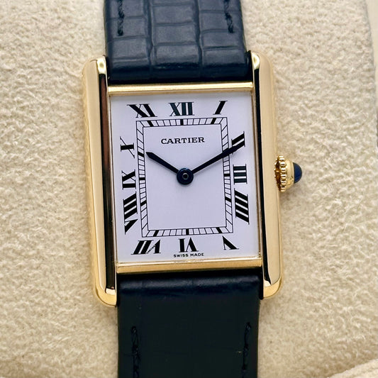Tank Louis Cartier 18K Yellow Gold White Romans Ref 81052