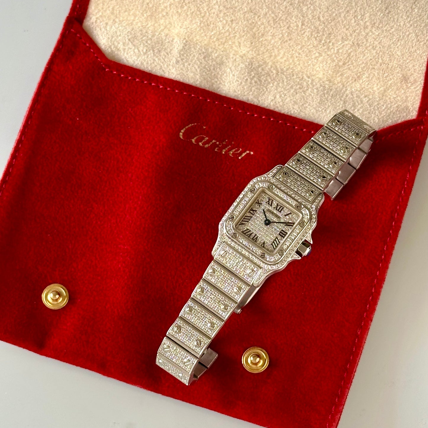 Santos Galbée Small Custom Diamond Set Ref 1565