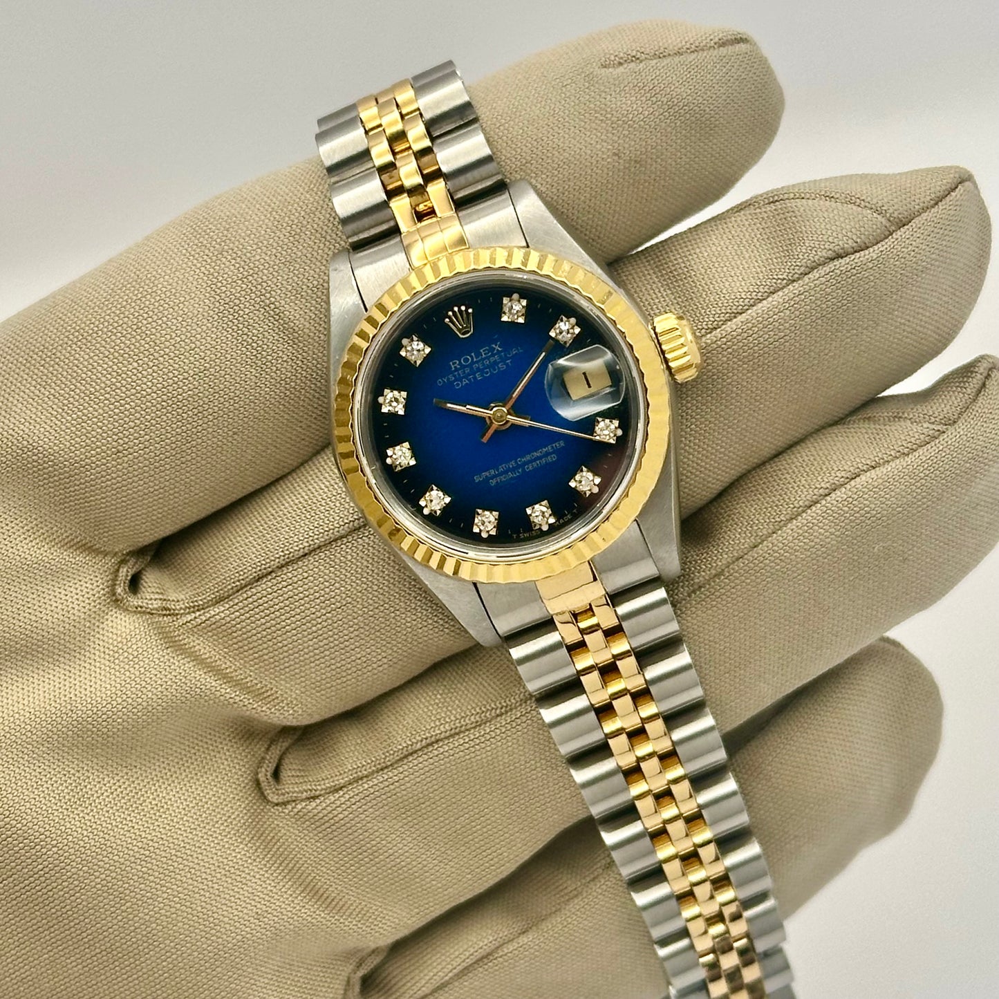 Lady-Datejust 26 Blue Vignette Diamond Ref 69173 1989