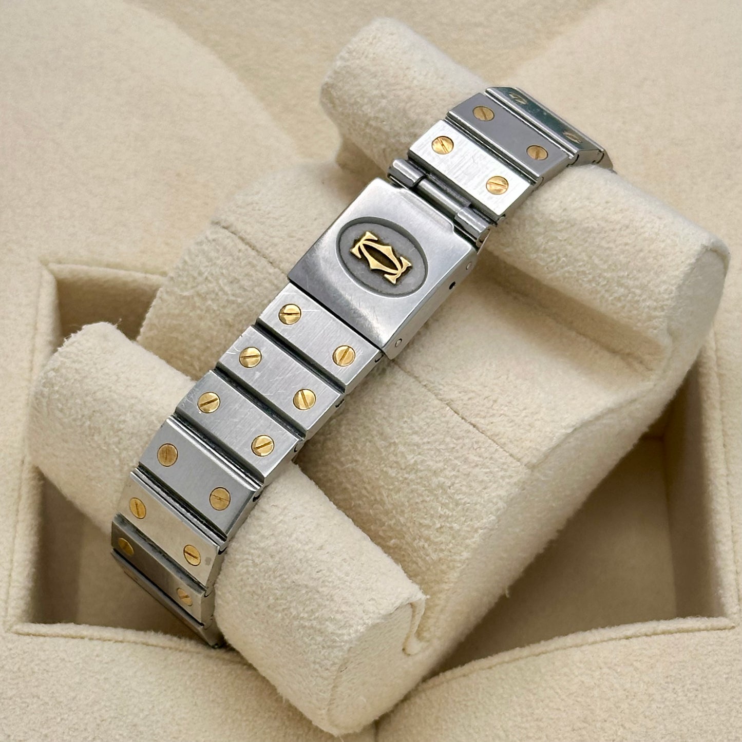 Santos Octagon White Romans 18K Yellow Gold Ref 2966 1990