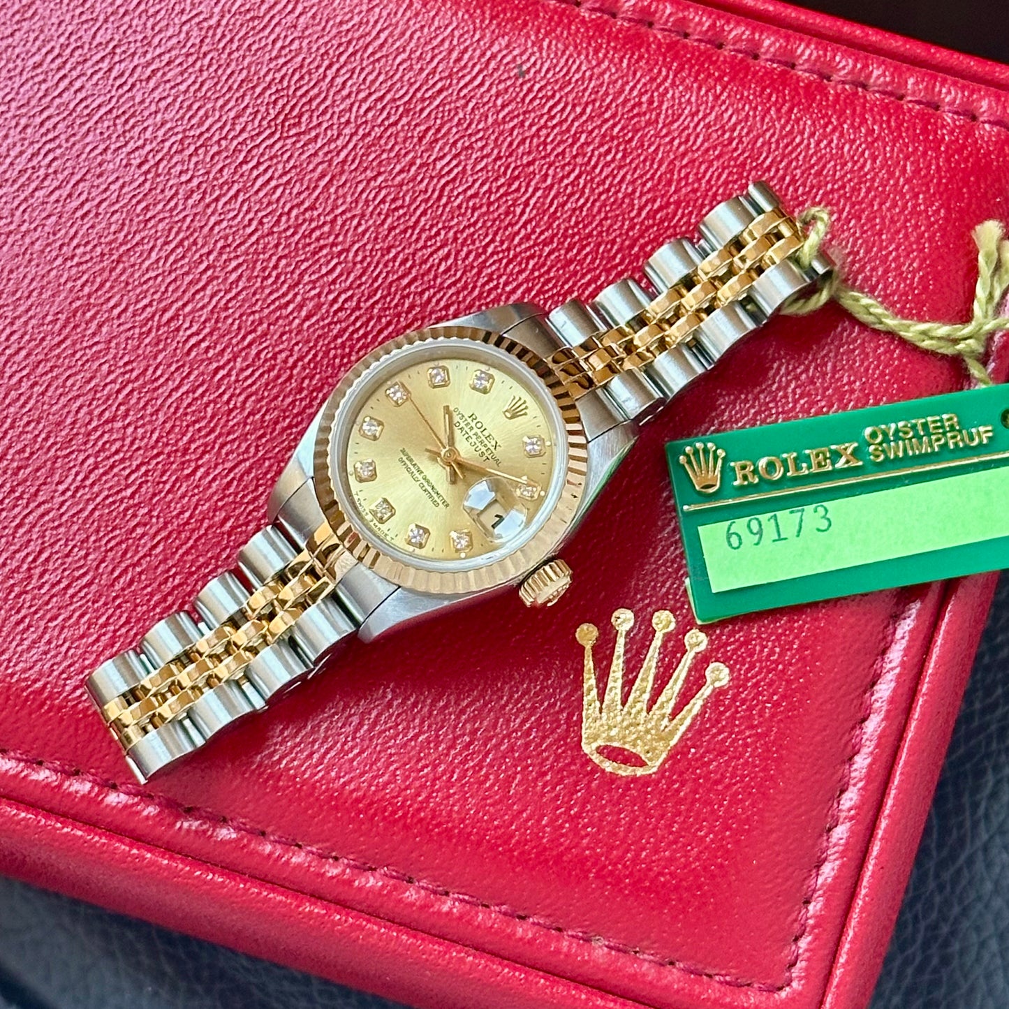 (ON HOLD) Lady-Datejust 26 18K Yellow Gold Champagne Big Diamond Ref 69173G 1995