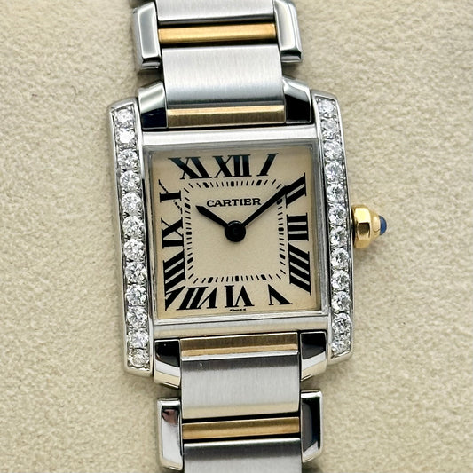 Tank Française Small Diamond Bezel Two Tone Ref 2300 2000