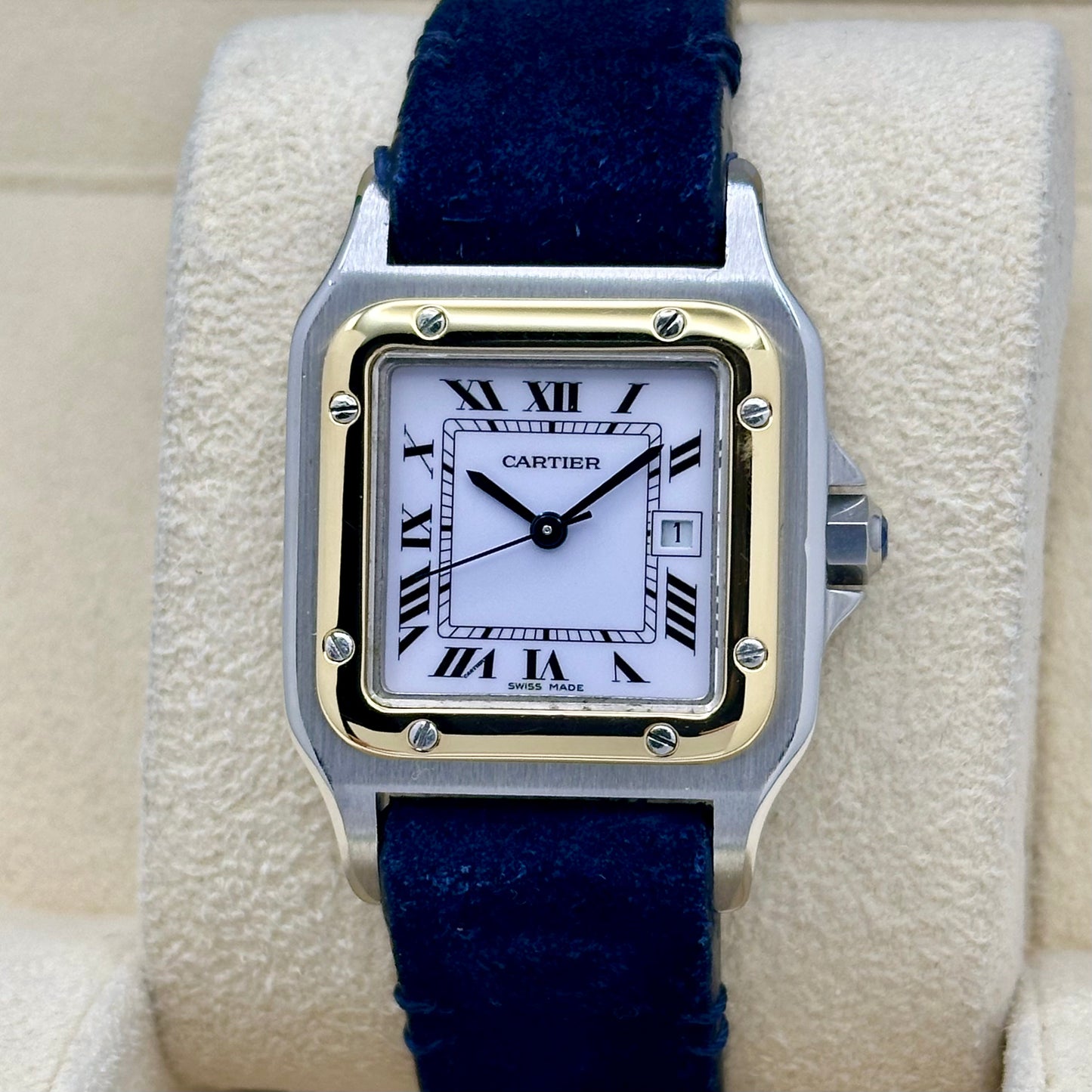Santos Carree Large White Romans 18K Yellow Gold Ref 2961 1980