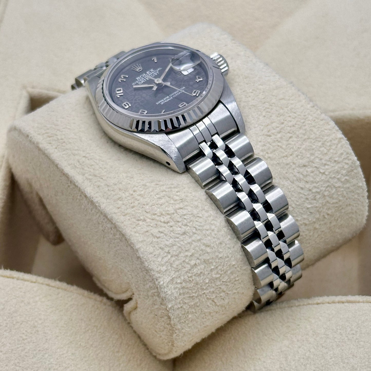 Lady-Datejust 26 Black Computer 18K White Gold Ref 69174 1991