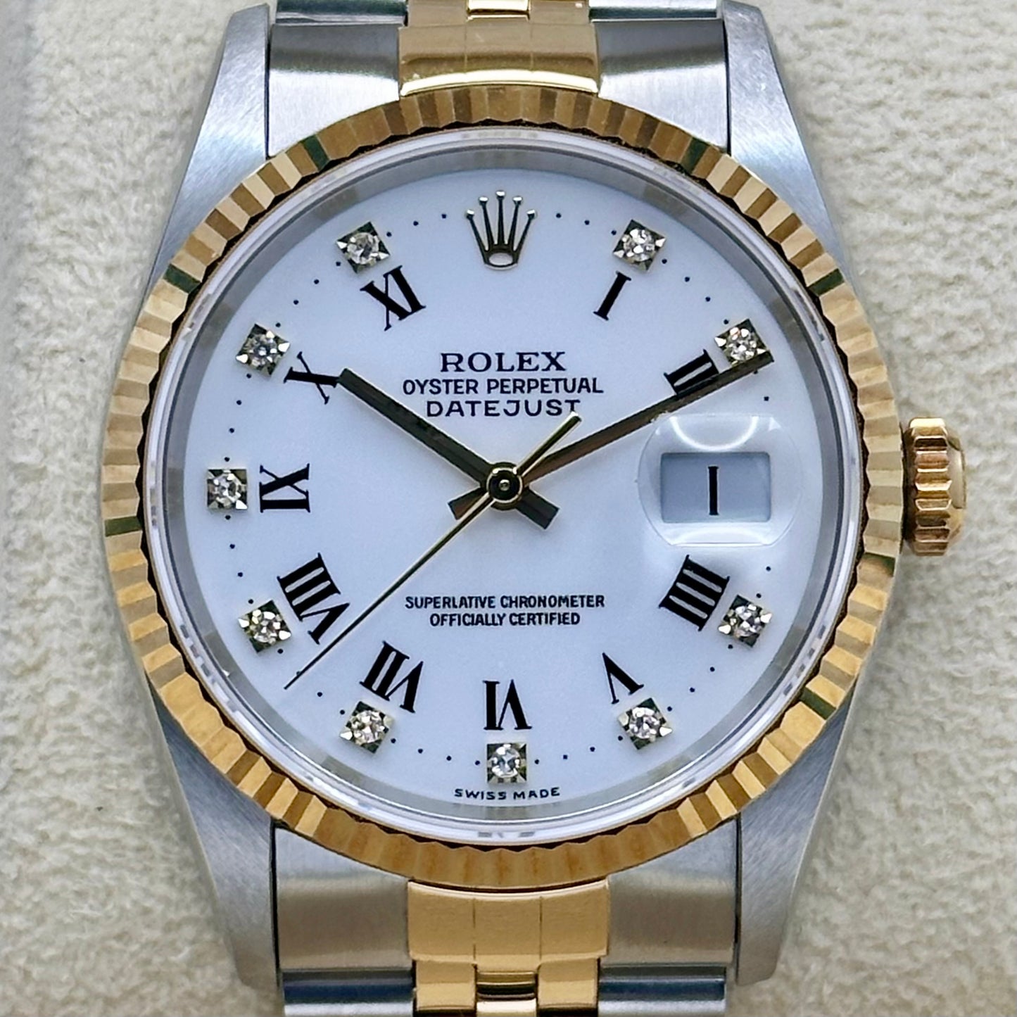 Datejust 36 White Buckley Diamond 18K Yellow Gold Ref 16233G 1997