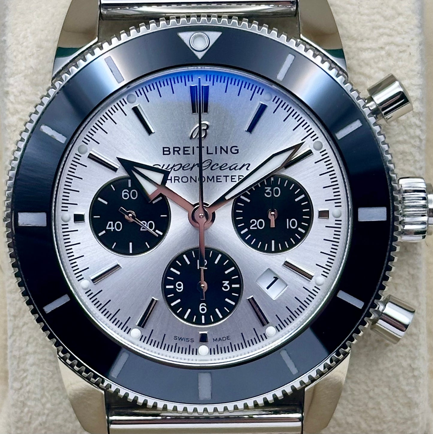 Super Ocean Heritage B01 Chronograph 44 Silver Ref AB0162121G1S1 2023
