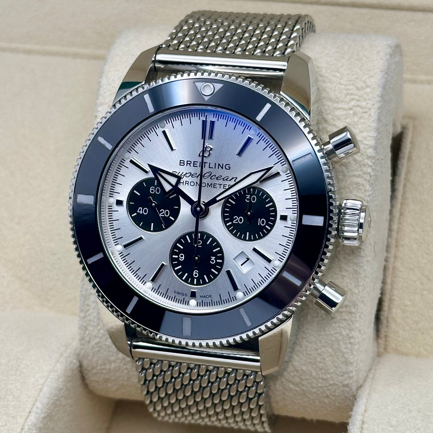 Super Ocean Heritage B01 Chronograph 44 Silver Ref AB0162121G1S1 2023