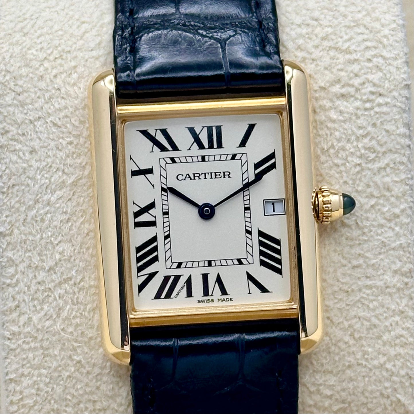 Tank Louis Cartier 18K Yellow Gold White Romans Ref 2441 2010