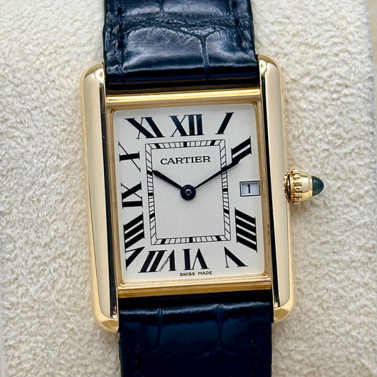 Tank Louis Cartier 18K Yellow Gold White Romans Ref 2441 2010