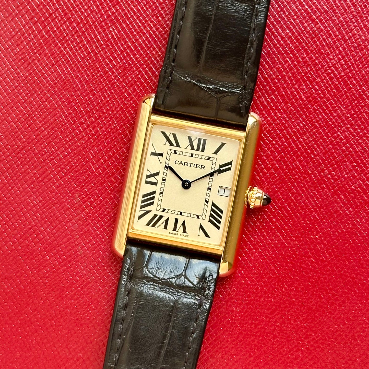 Tank Louis Cartier 18K Yellow Gold White Romans Ref 2441 2010