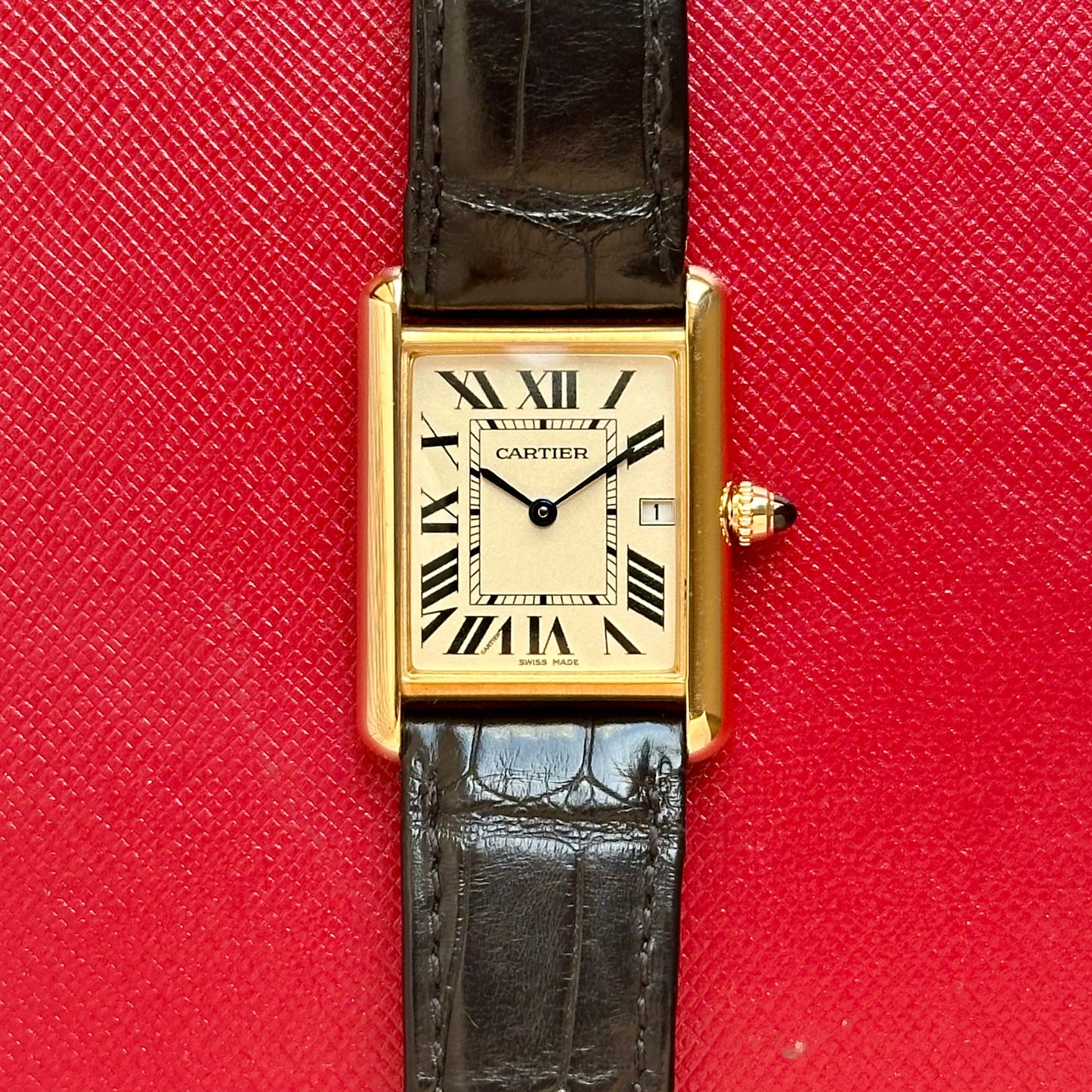 Tank Louis Cartier 18K Yellow Gold White Romans Ref 2441 2010