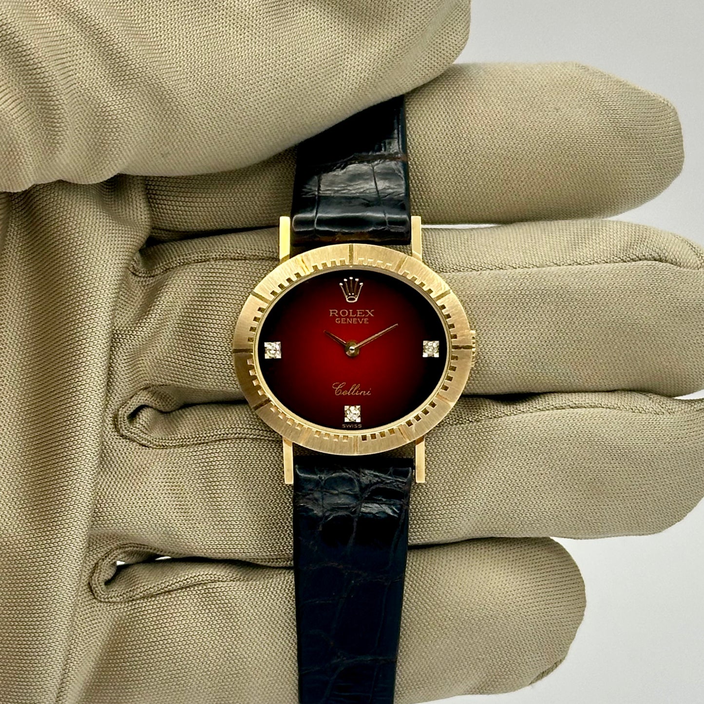 Cellini 18K Yellow Gold Red Vignette Diamond Ref 4081 1991
