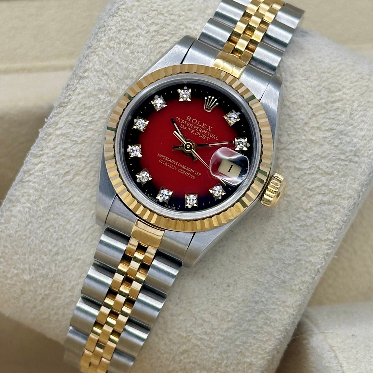 Lady-Datejust 26 Red Vignette Big Diamond Ref 69173 1988