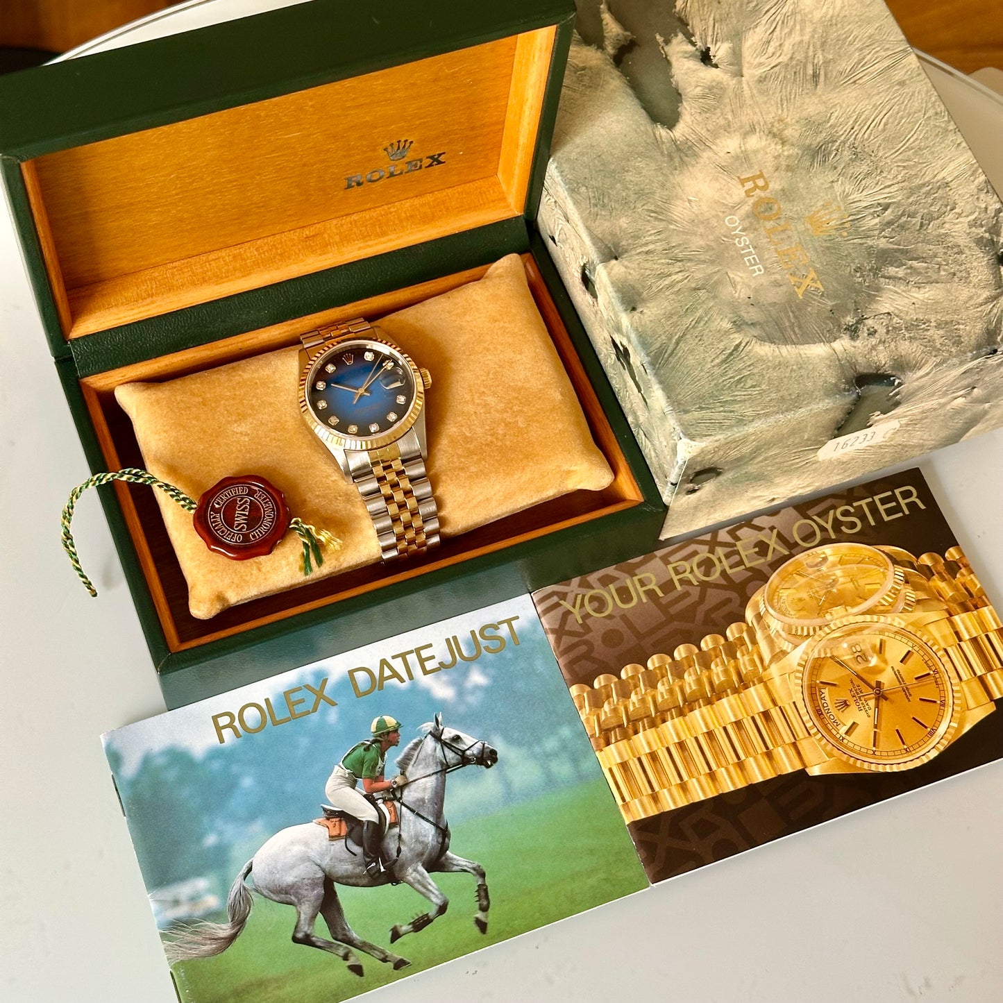 (ON HOLD) Datejust 36 Blue Vignette Diamond 18K Yellow Gold Ref 16233G 2000