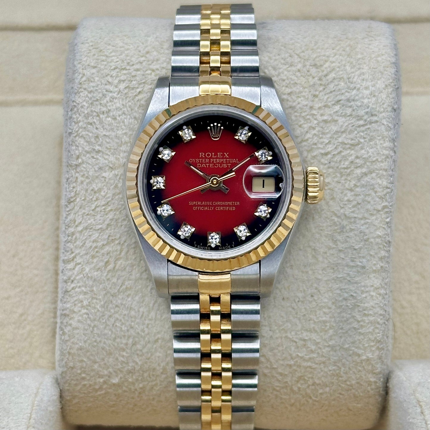 Lady-Datejust 26 Red Vignette Big Diamond Ref 69173 1988