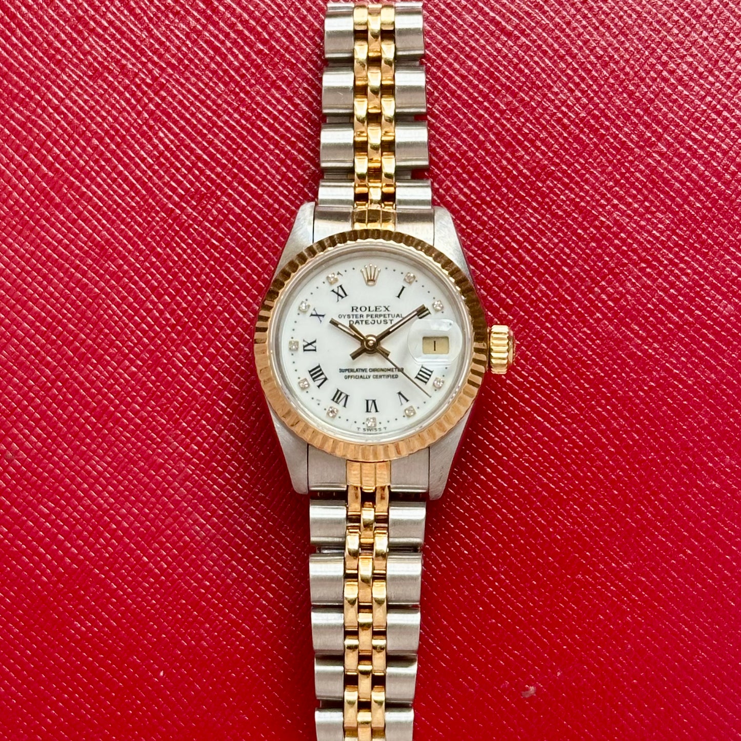 Lady-Datejust 26 White Buckley Diamond Dial 18K Yellow Gold Two Tone Ref 69173G 1988
