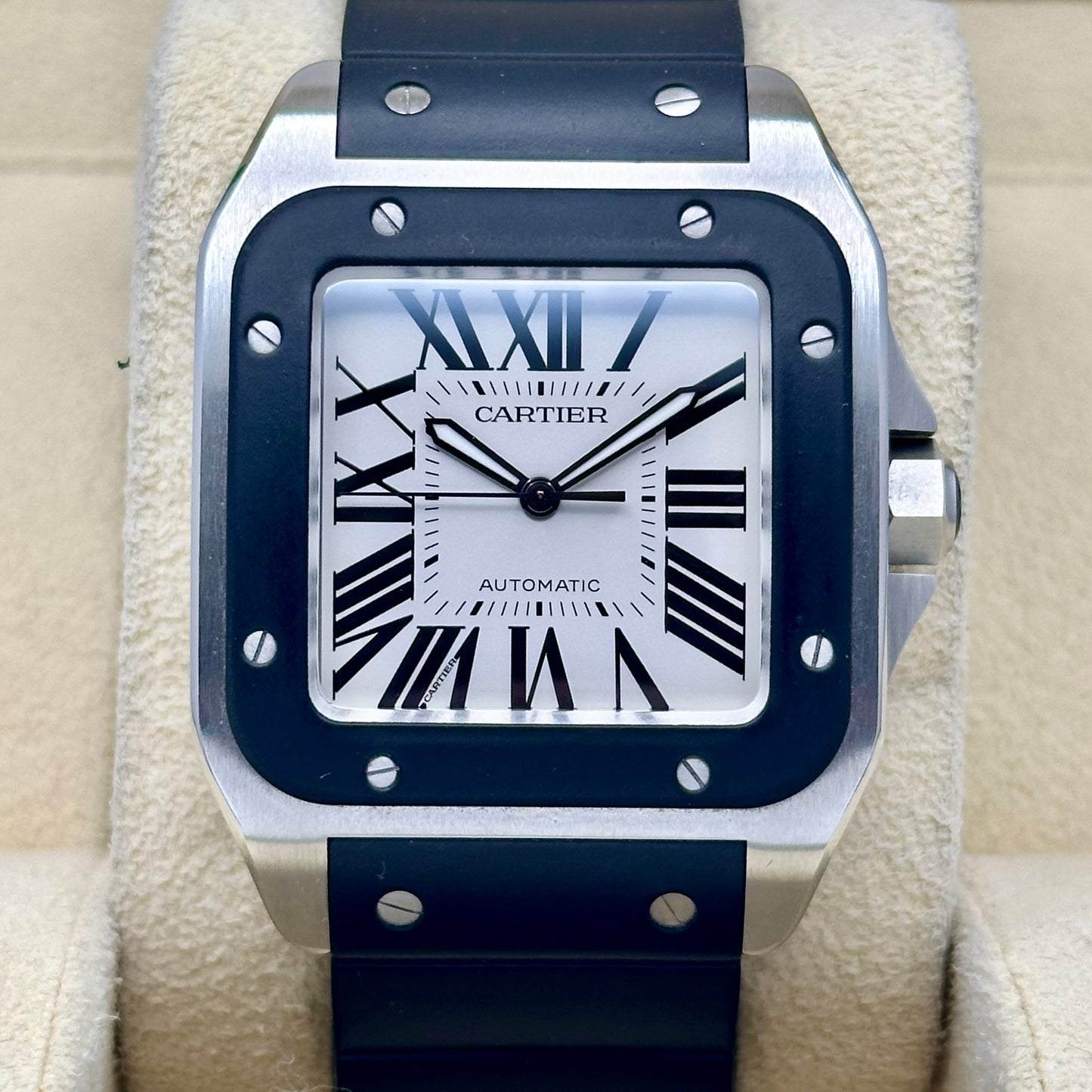 Santos 100 XL Automatic Rubber White Romans Ref 2656 2016