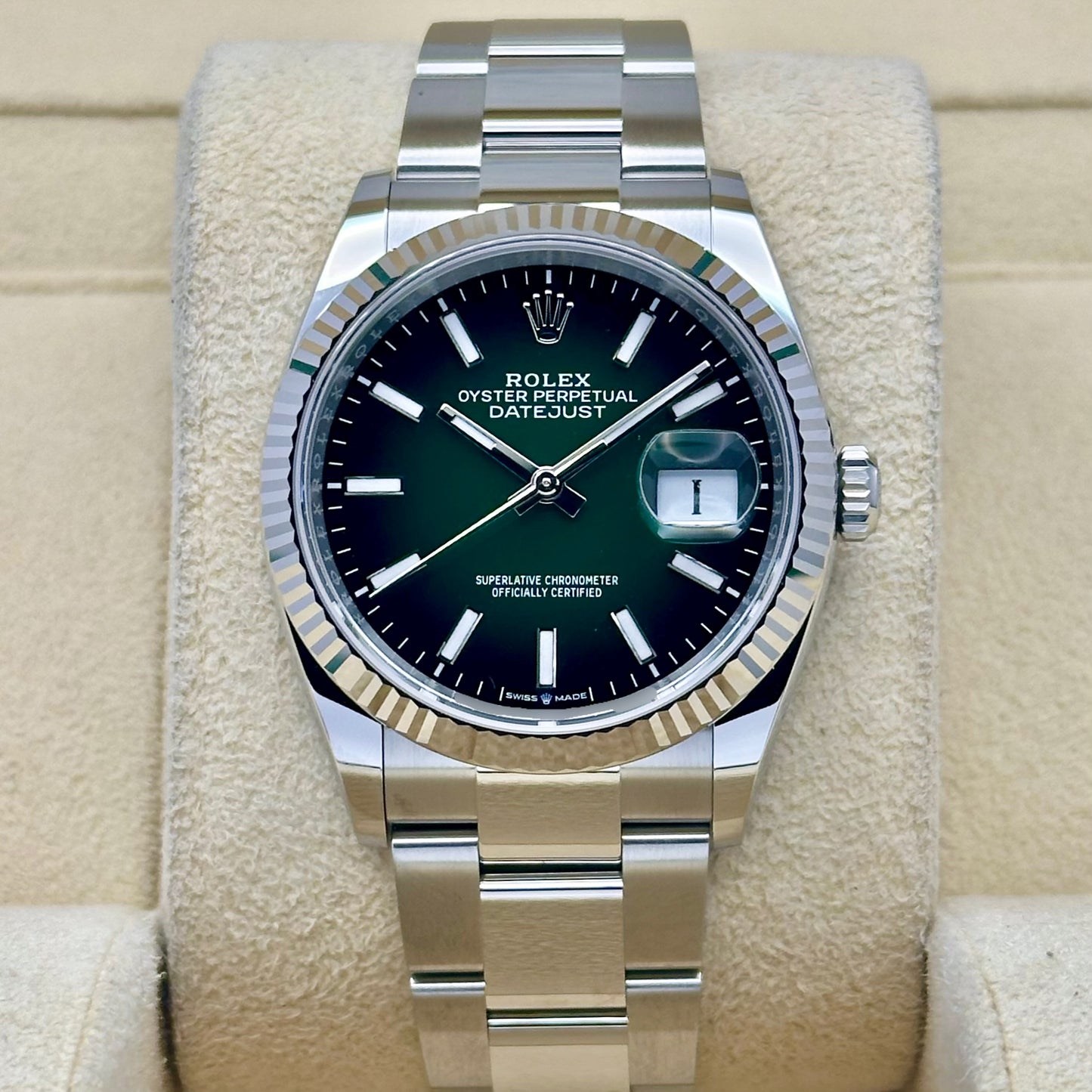 Datejust 36 Green Ombré 18K White Gold Ref 126234 2026