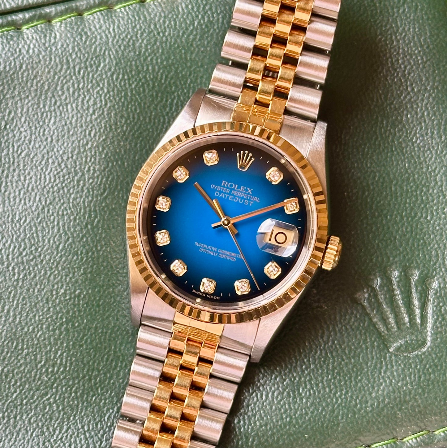 (ON HOLD) Datejust 36 Blue Vignette Diamond 18K Yellow Gold Ref 16233G 2000