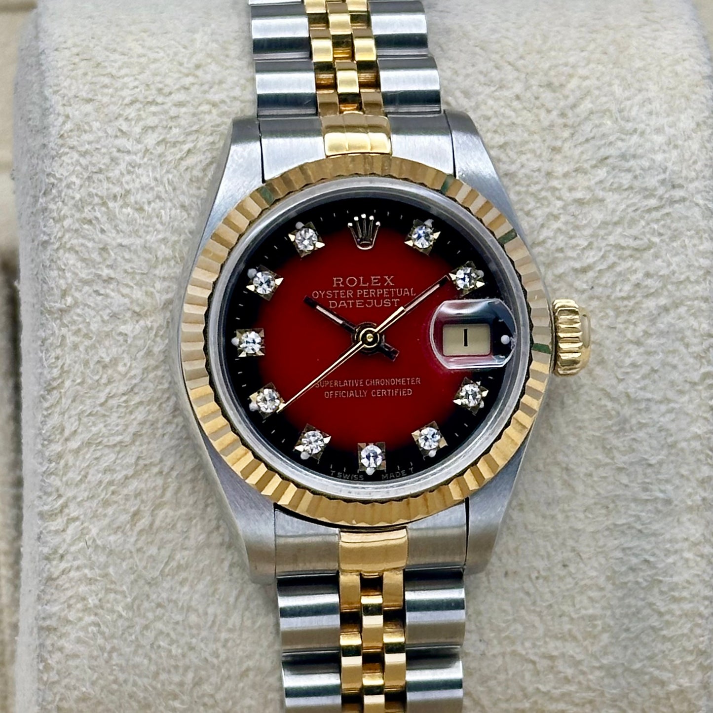 Lady-Datejust 26 Red Vignette Big Diamond Ref 69173 1988