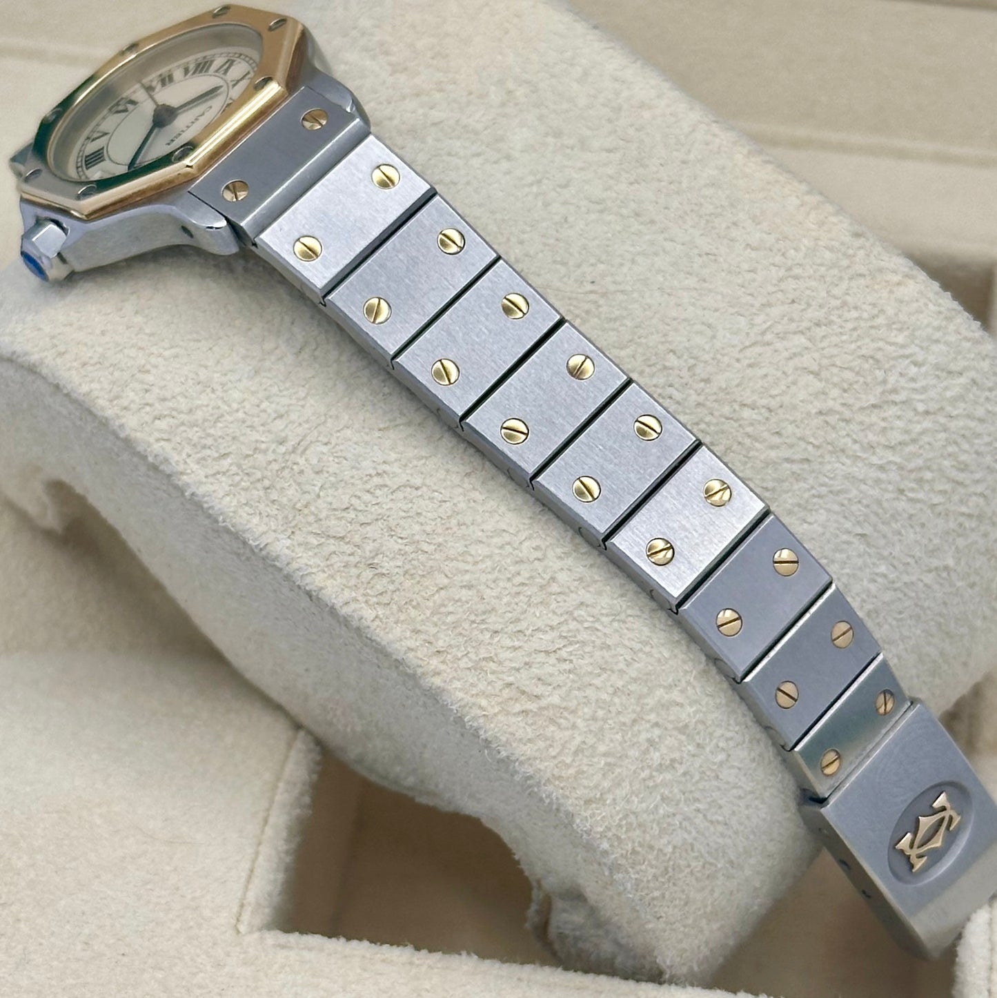 Santos Octagon Small White Romans 18K Yellow Gold Two Tone Ref 187903 1990