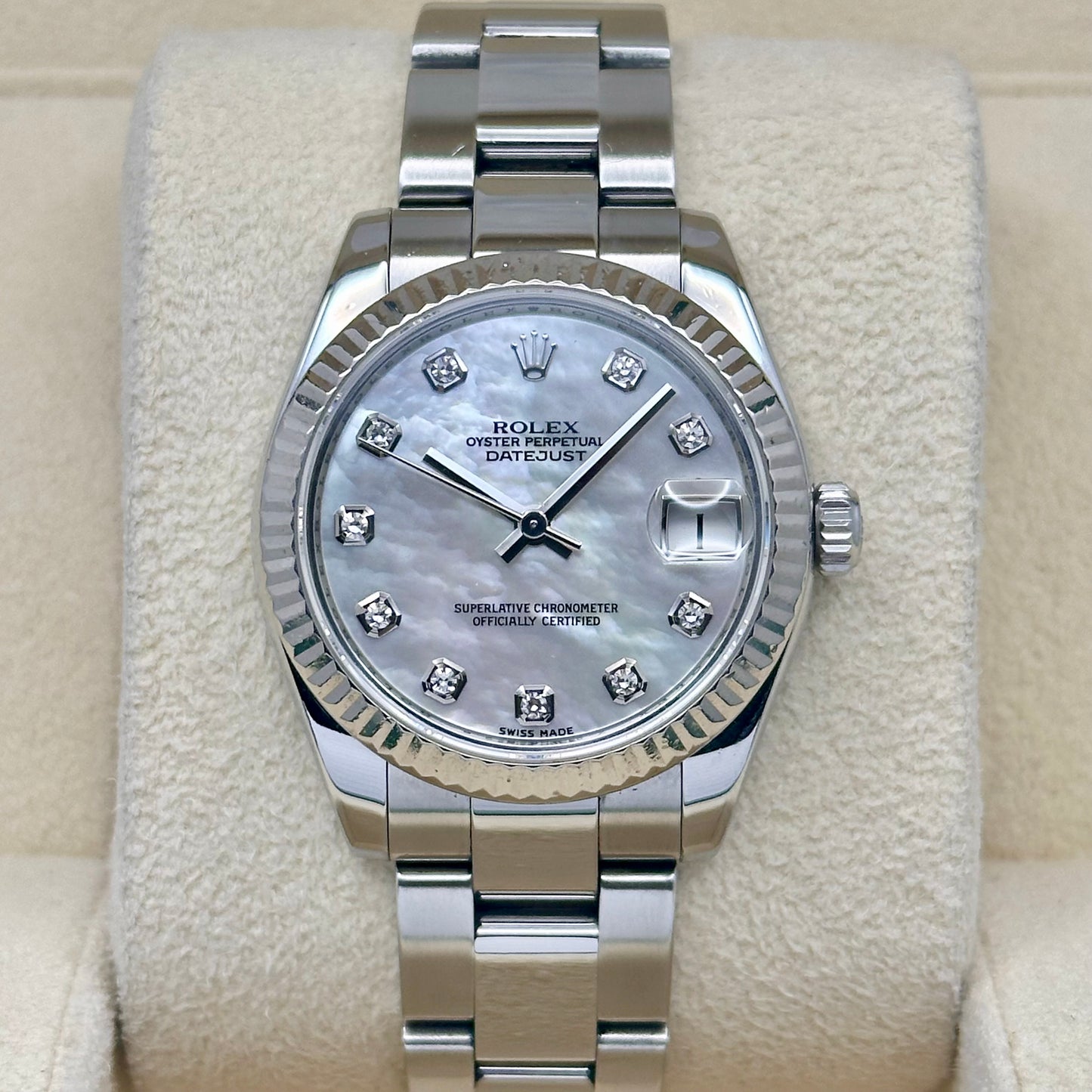 Datejust 31 Mother Of Pearl Diamond Dial 18K White Gold Ref 178274 2007