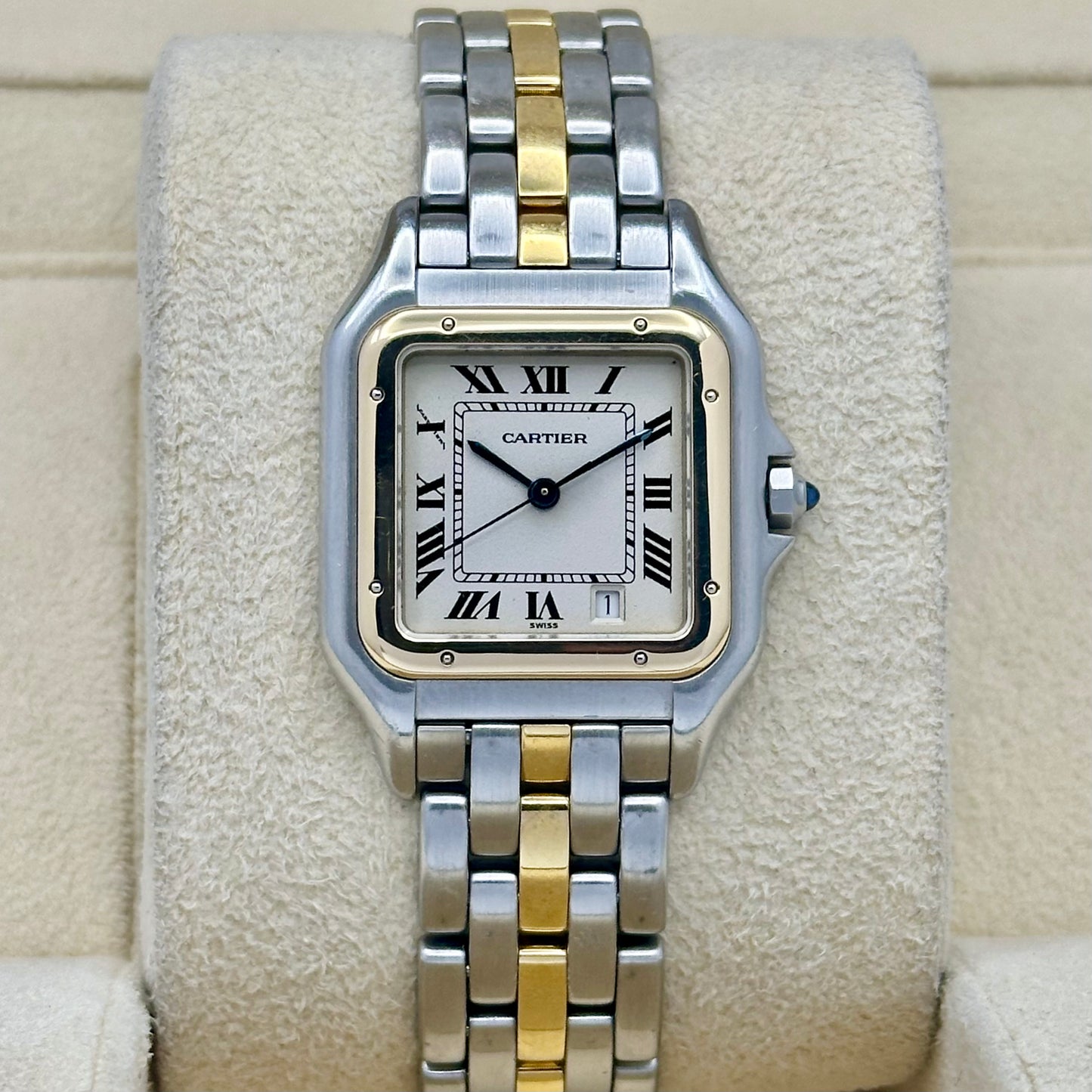Panthére Medium Single Row 18K Yellow Gold White Romans Ref 187949
