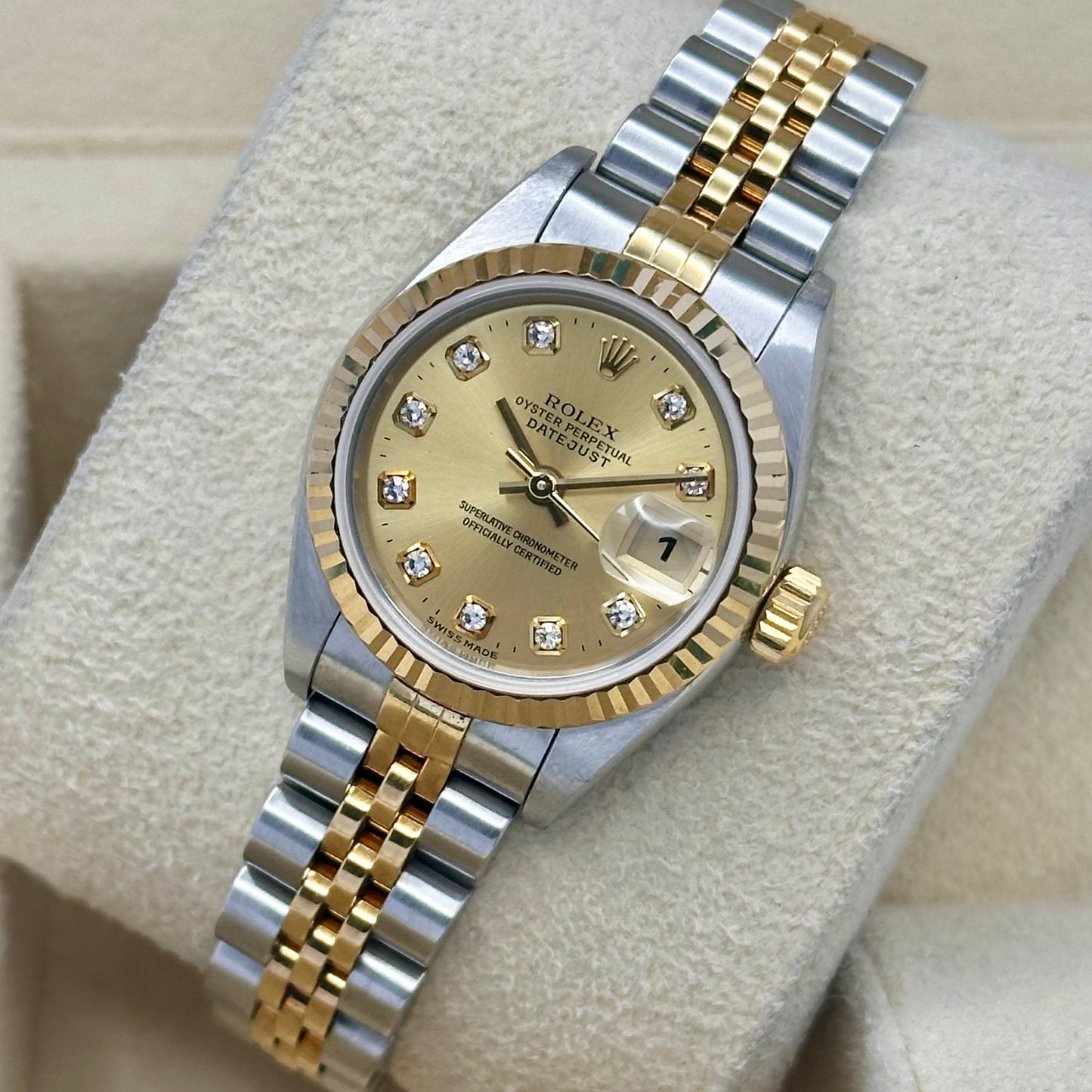 Lady-Datejust 26 18K Yellow Gold Champagne Big Diamond Ref 79173 2000