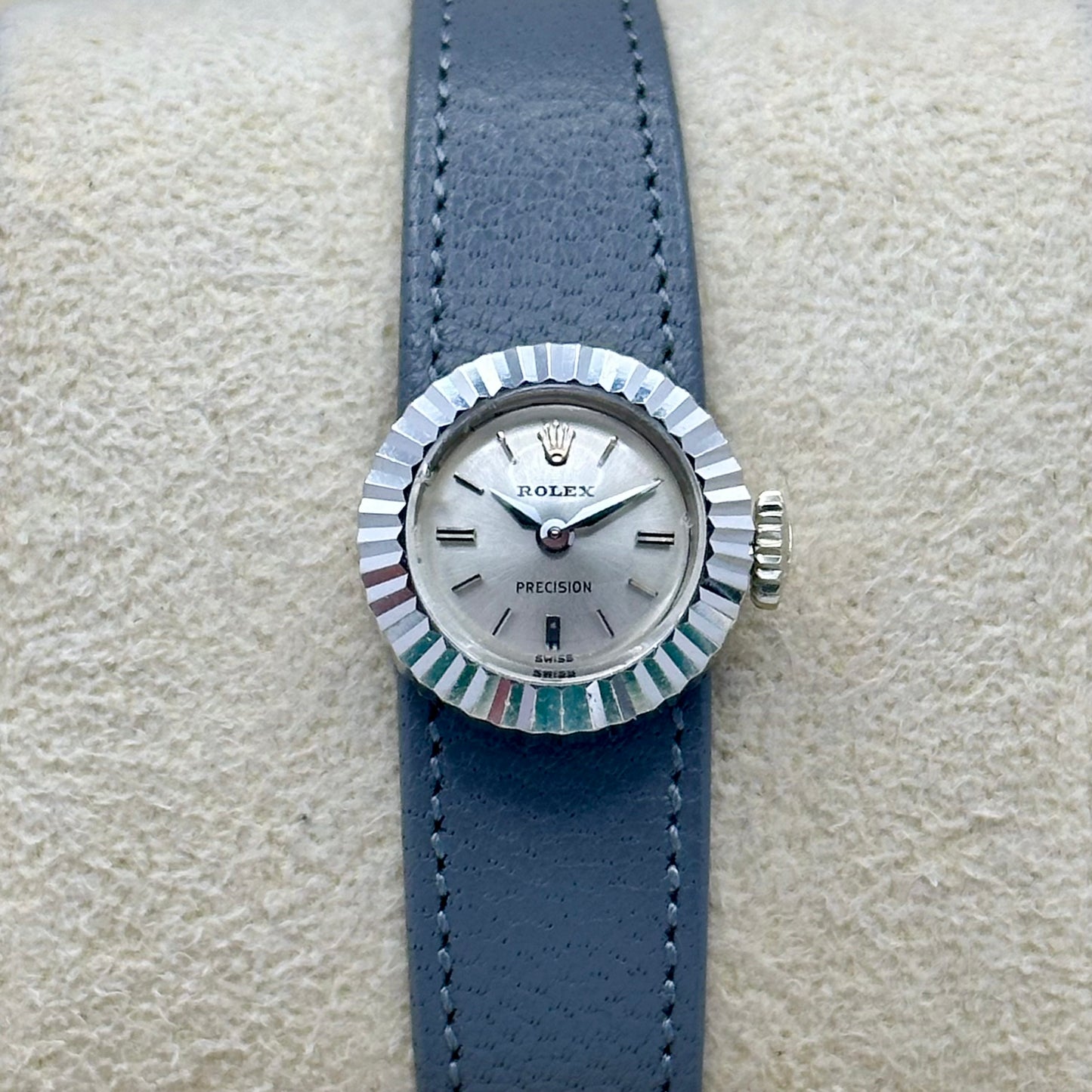Precision 18K White Gold Fluted Bezel Ref 8788 1970
