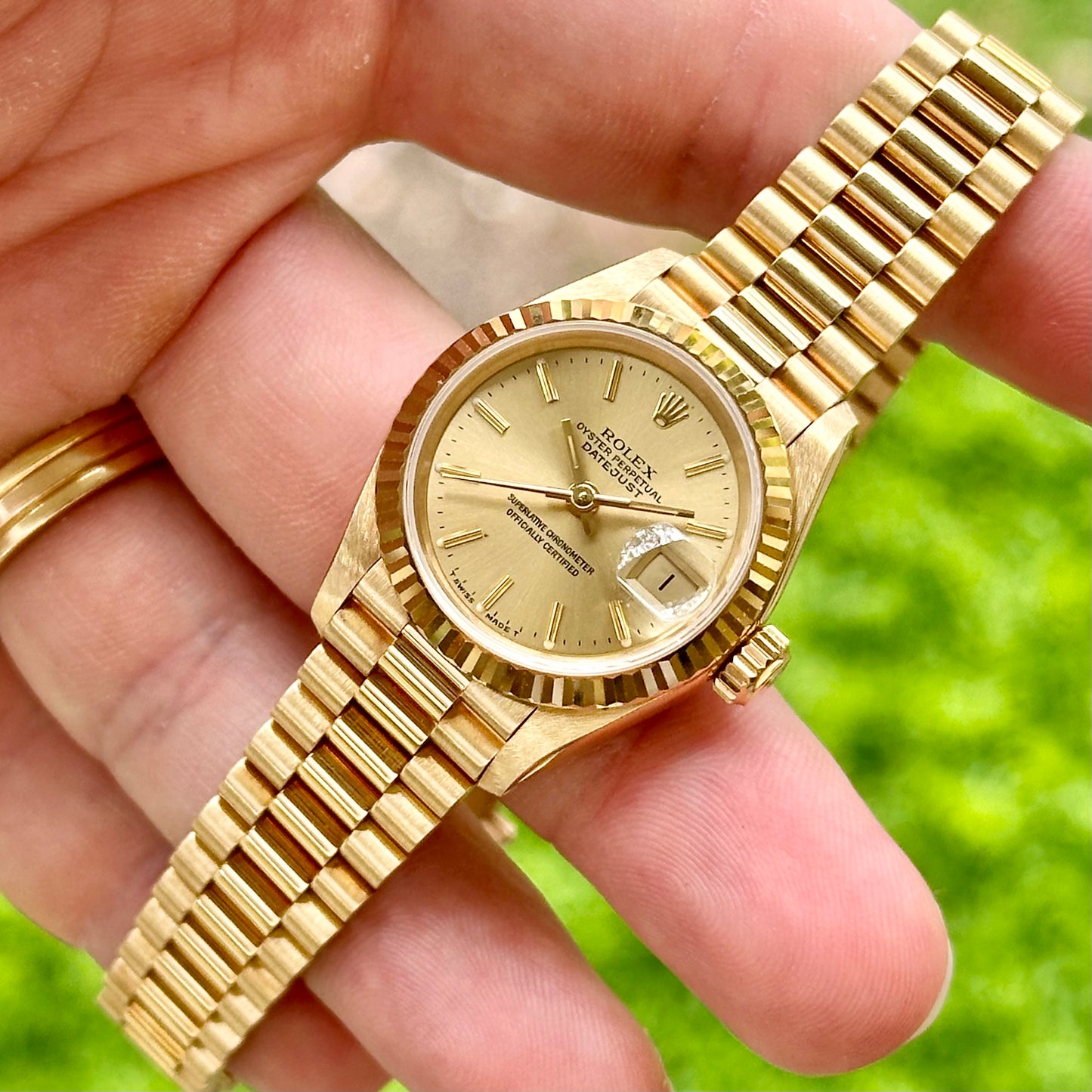 Lady-Datejust 26 Champagne 18K Yellow Gold President Ref 69178 1995
