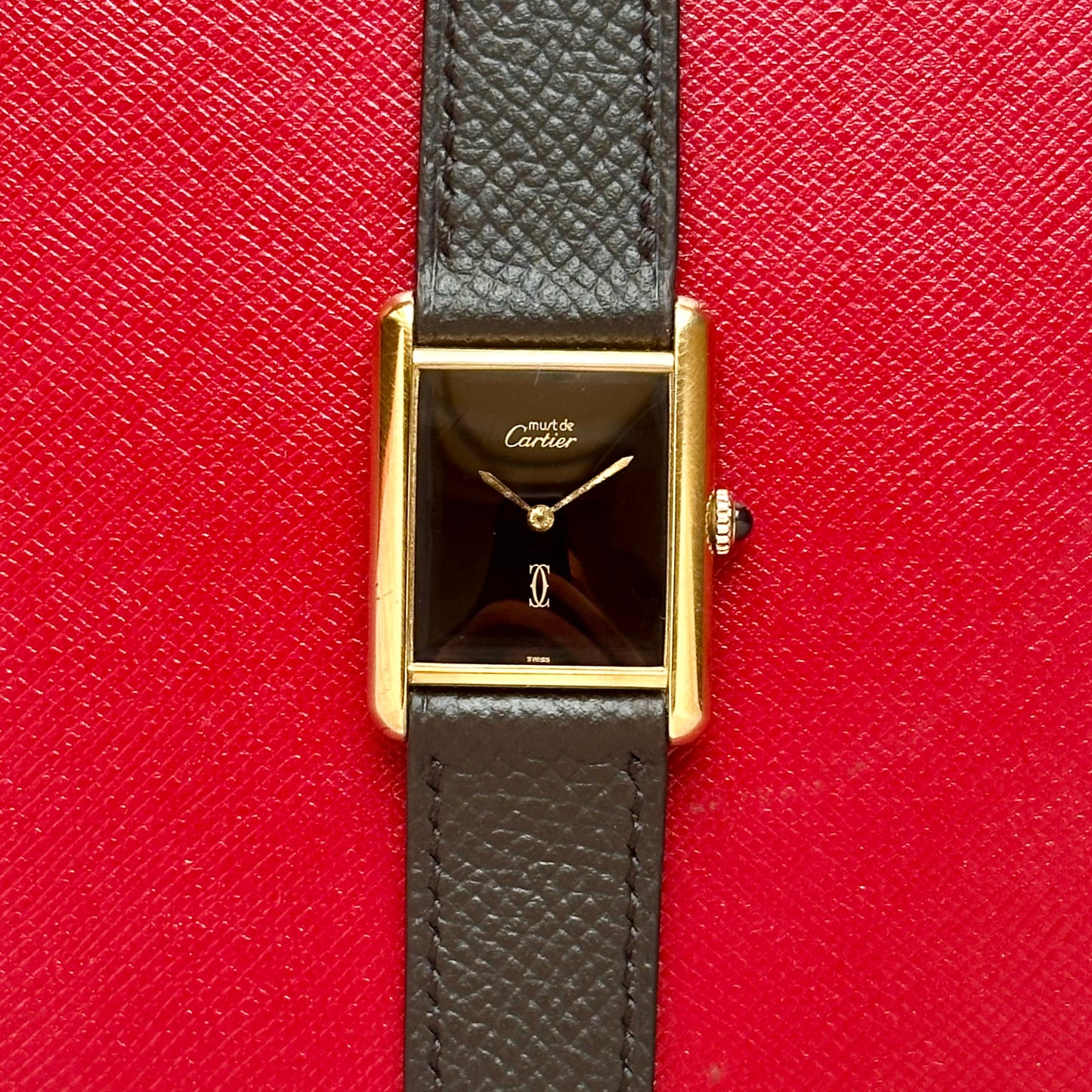 Tank Must De Cartier Large Black Dial Manual Winding