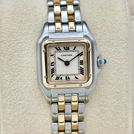 Panthére Small Two Row 18K Yellow Gold White Romans Ref W25029B6 2000