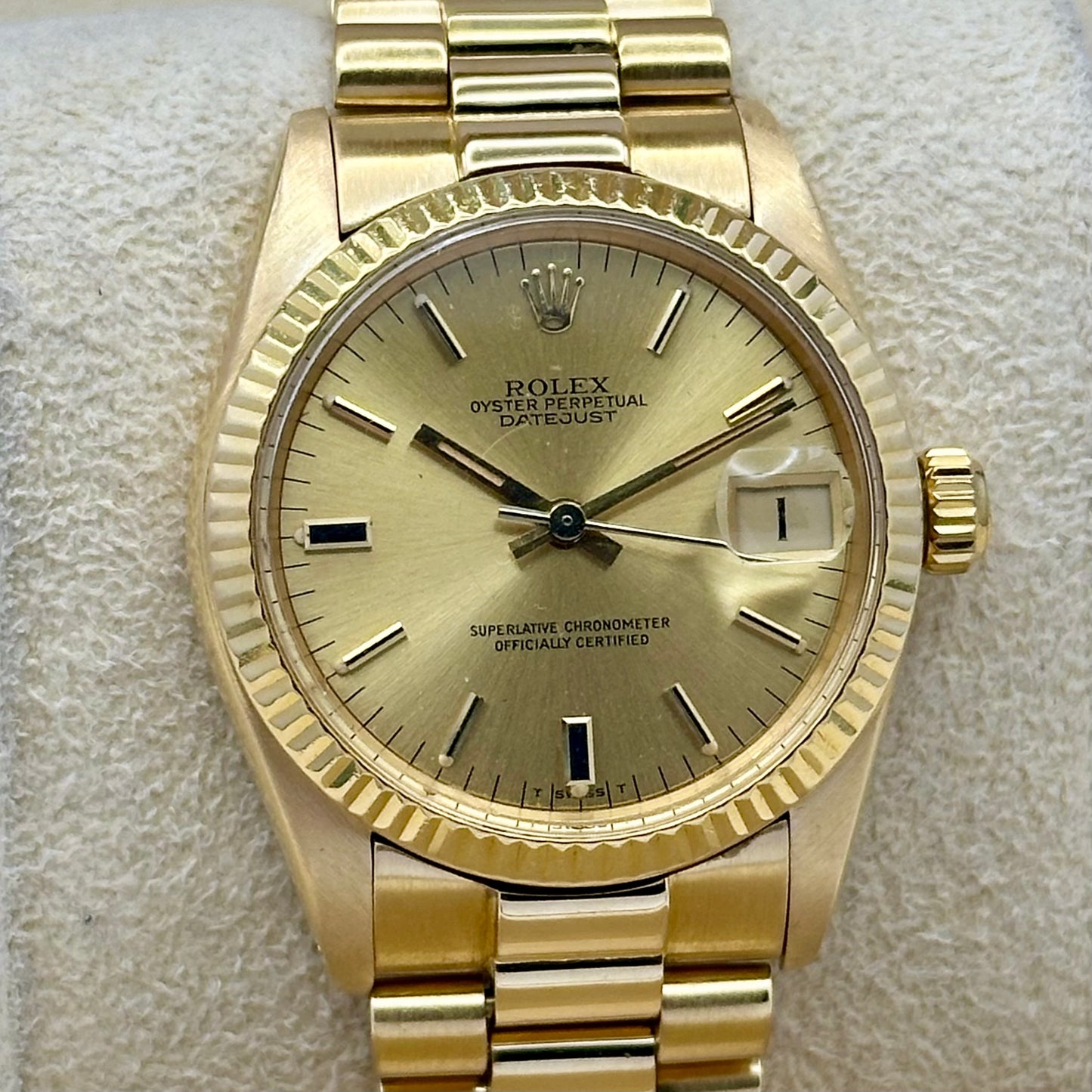 Datejust 31 Champagne 18K Yellow Gold President Ref 6827