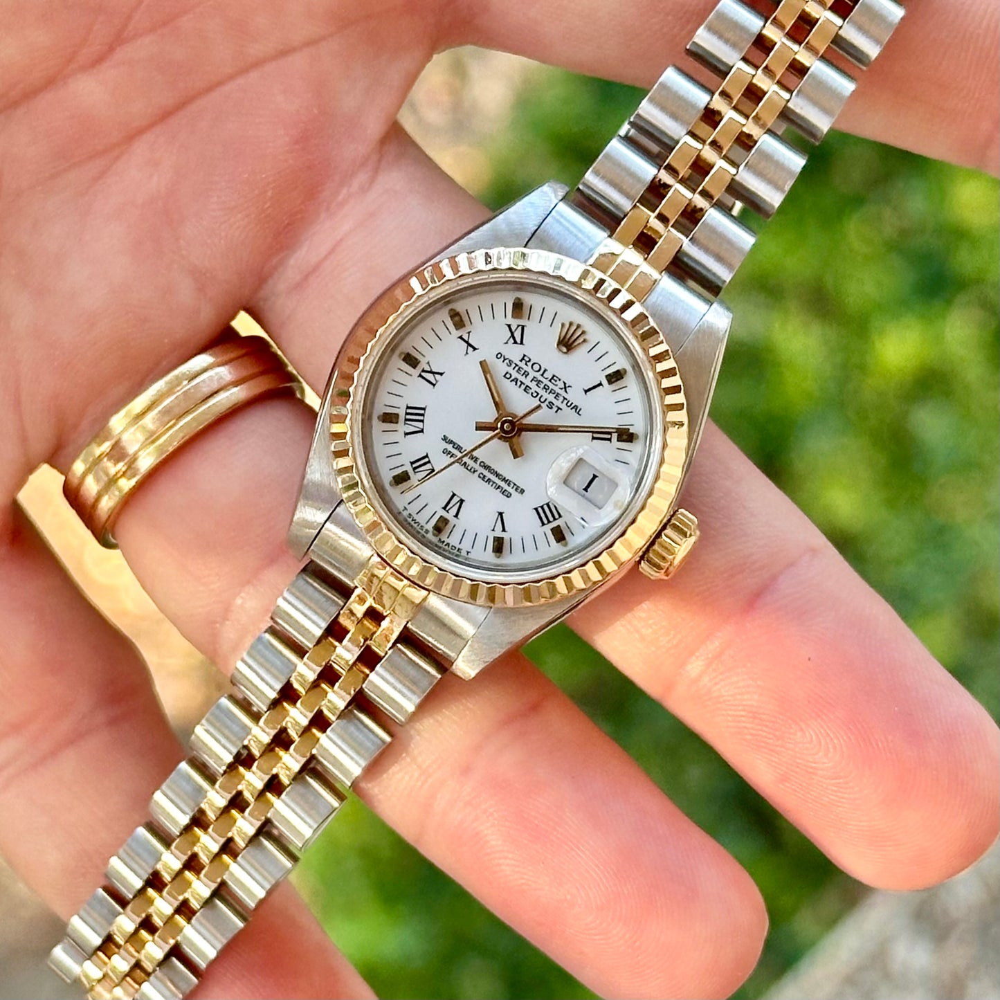 Lady-Datejust 26 18K Yellow Gold White Buckley Ref 69173 1987