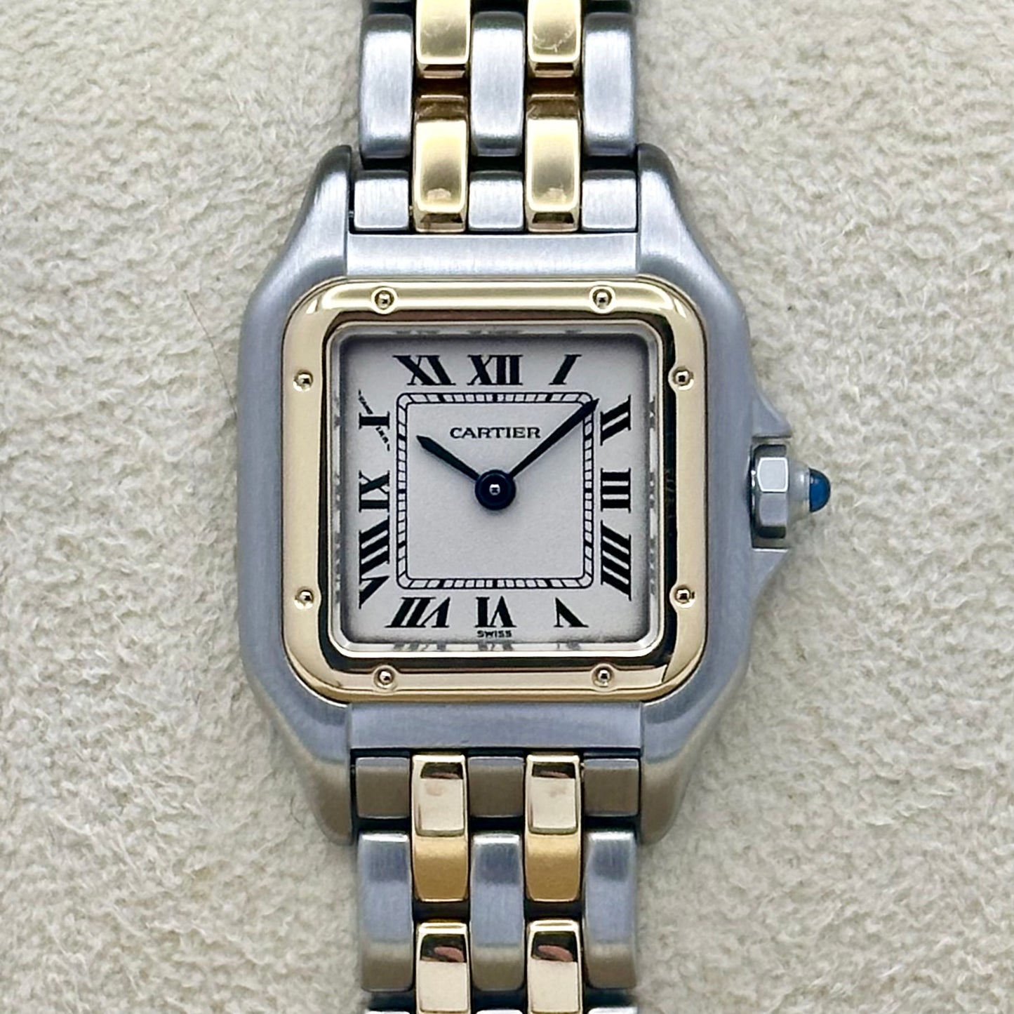 Panthére Small Two Row 18K Yellow Gold White Romans Ref 1120