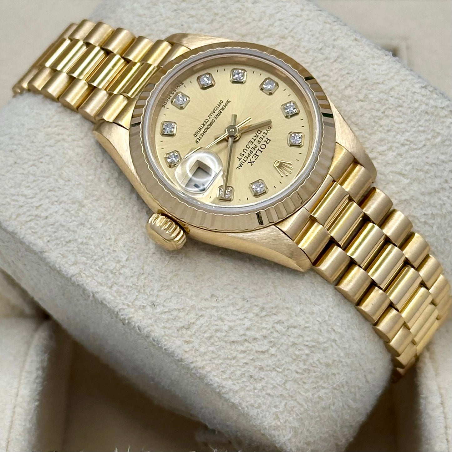Lady-Datejust 26 Champagne Big Diamond 18K Yellow Gold President Ref 79178 1999
