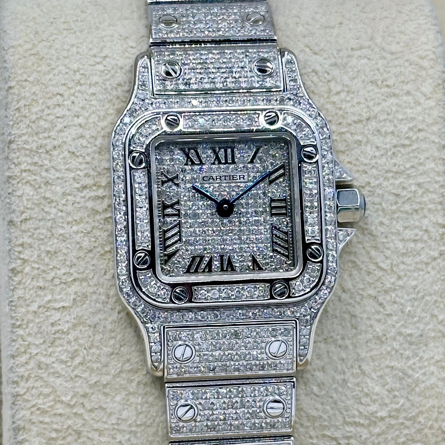 Santos Galbée Small Custom Diamond Set Ref 1565