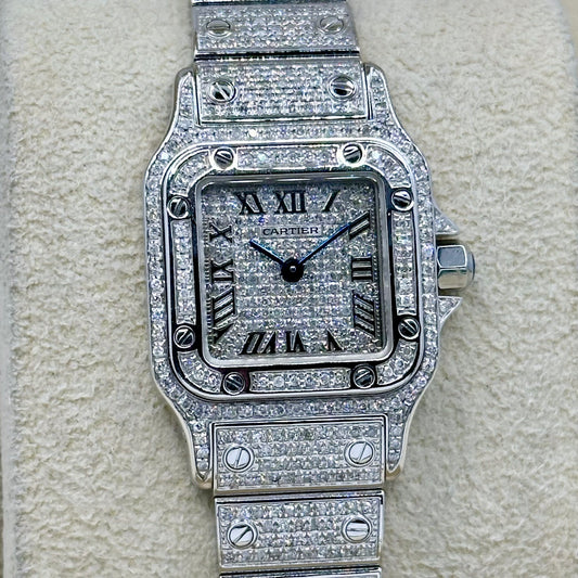 Santos Galbée Small Custom Diamond Set Ref 1565