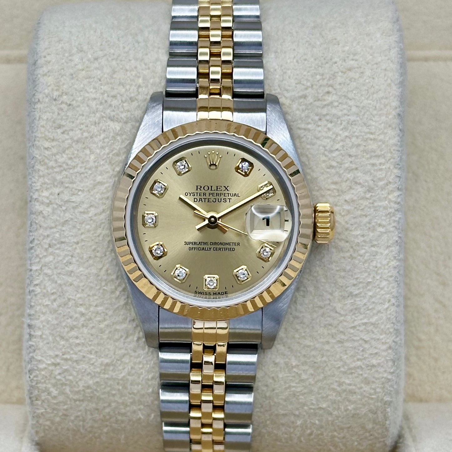 Lady-Datejust 26 18K Yellow Gold Champagne Big Diamond Ref 69173 1998