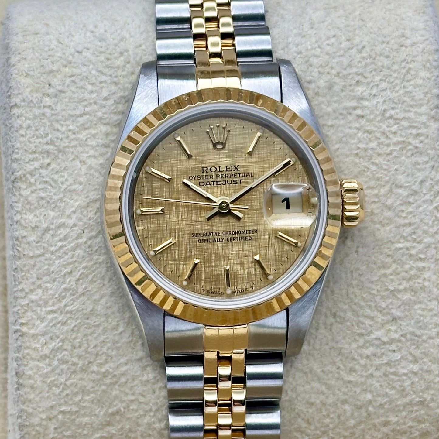 Lady-Datejust 26 18K Yellow Gold Champagne Linen Ref 69173