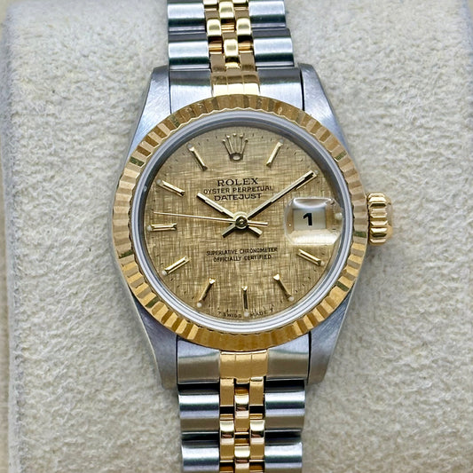 Lady-Datejust 26 18K Yellow Gold Champagne Linen Ref 69173