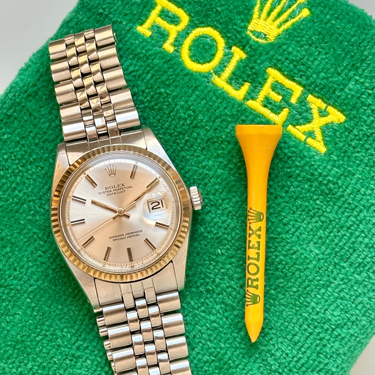 Datejust 36 Silver Pie Pan 18K White Gold Ref 1601 1971