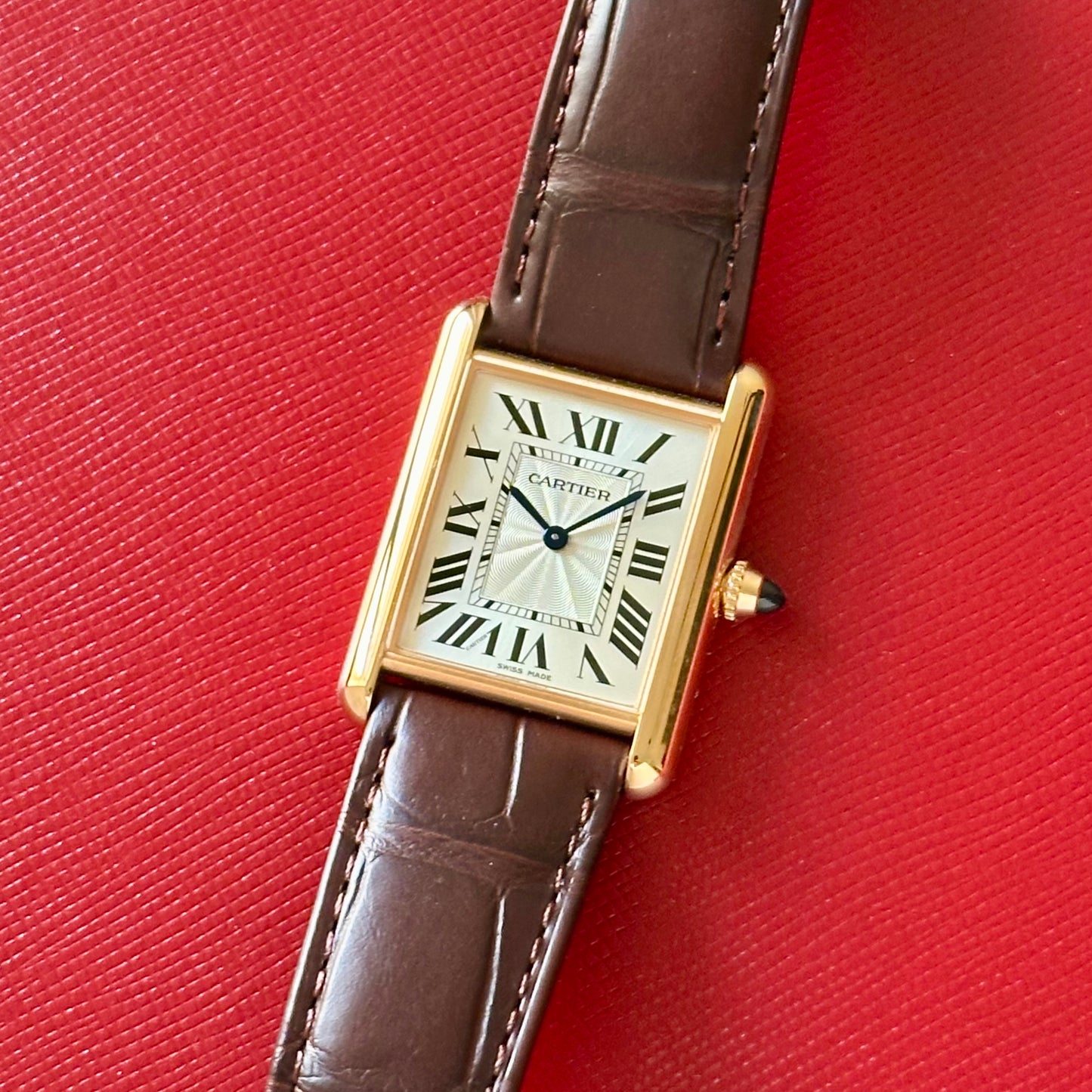 Tank Louis Cartier White Guilloché Romans 18K Rose Gold Ref WGTA0011 2025