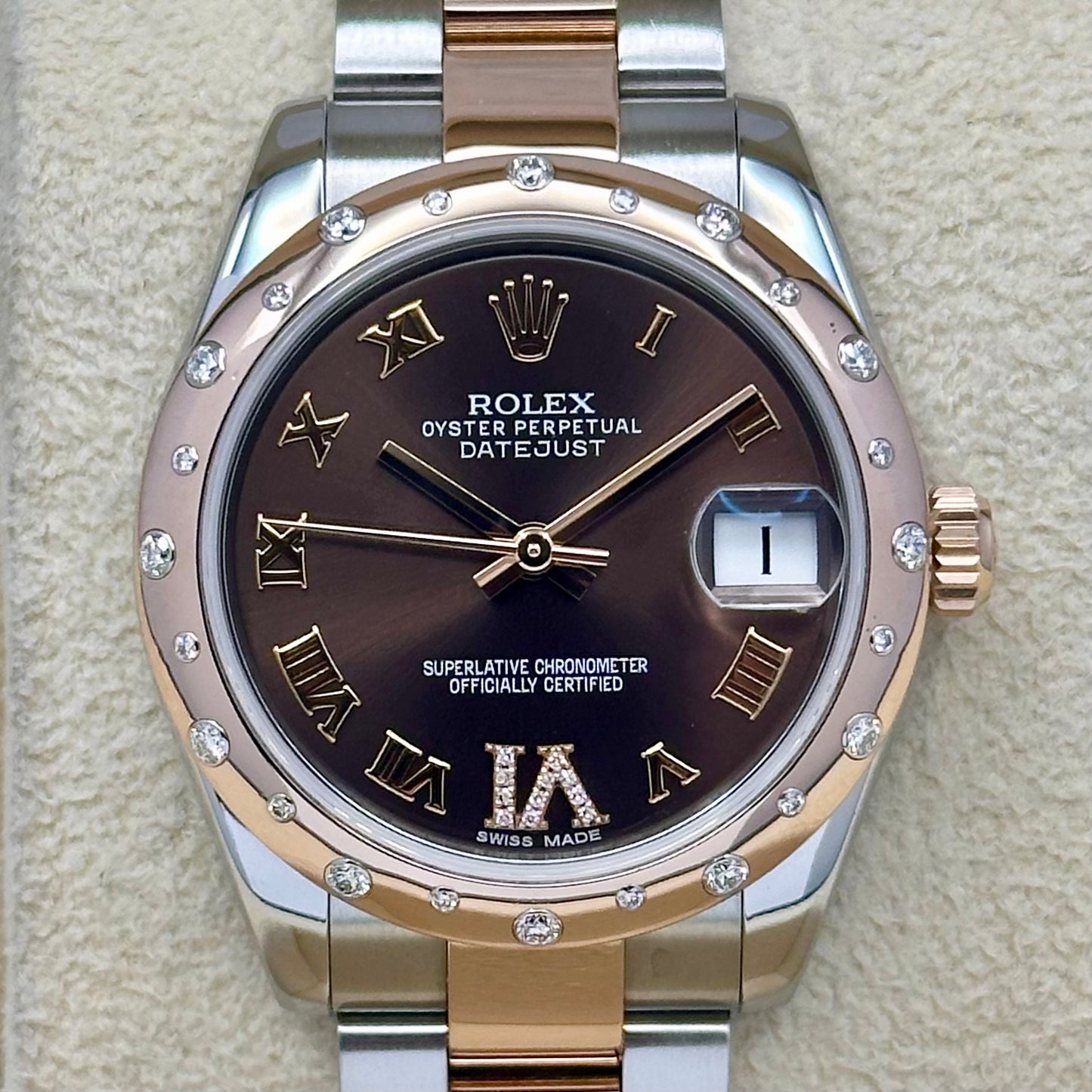 Datejust 31 Factory Diamond Bezel Chocolate Diamond Dial Ref 178341