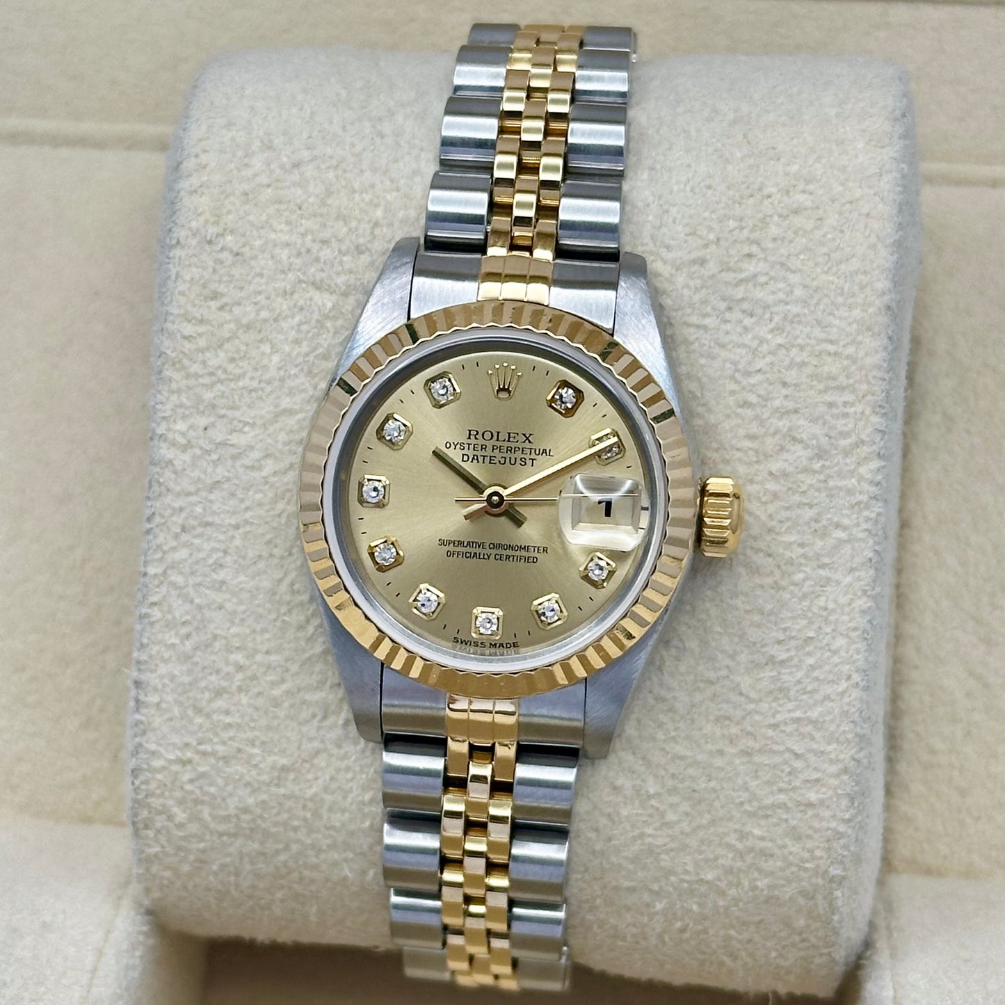 Lady-Datejust 26 18K Yellow Gold Champagne Big Diamond Ref 69173 1998