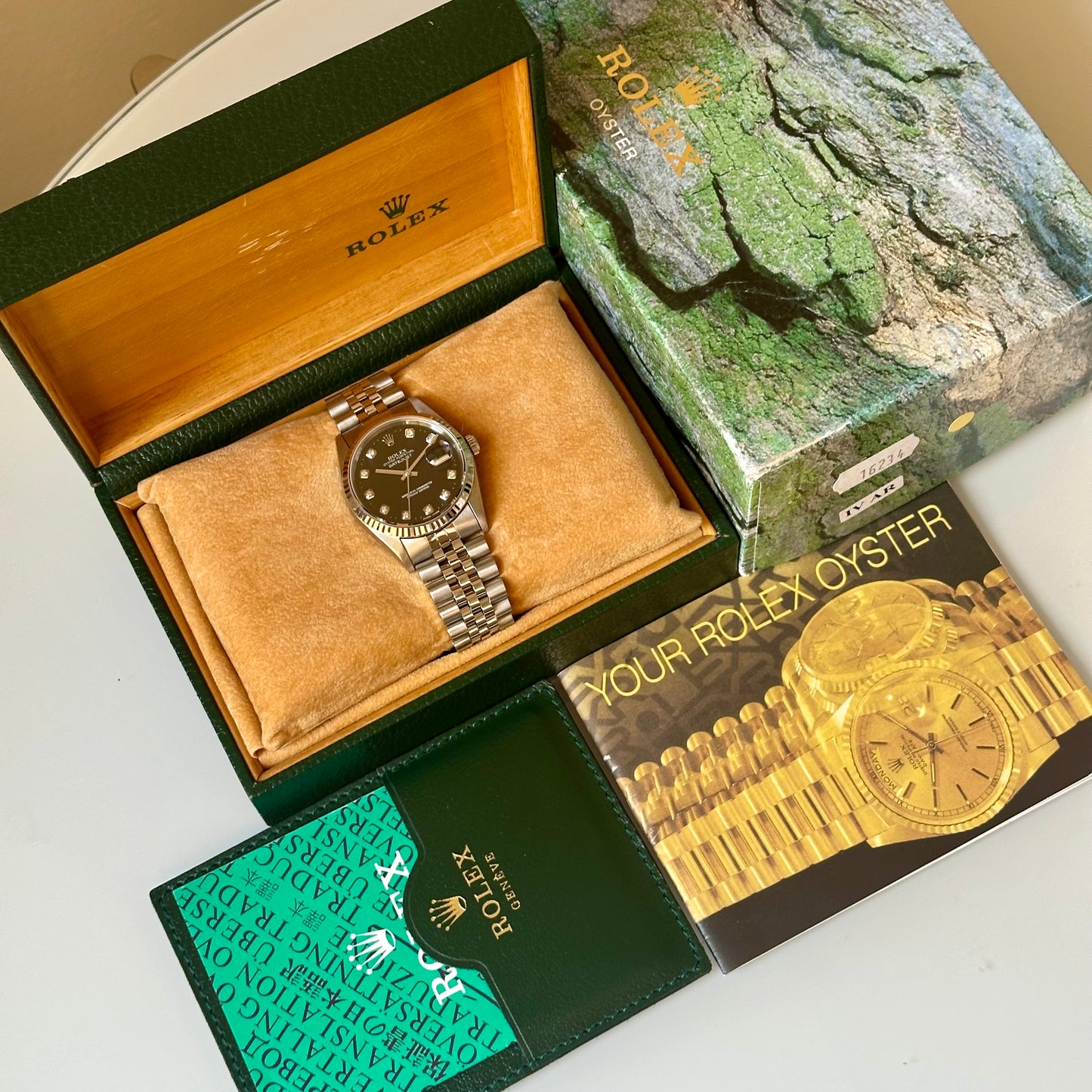 Rolex Datejust 36 Black Diamond Dial Ref 16234G 2003