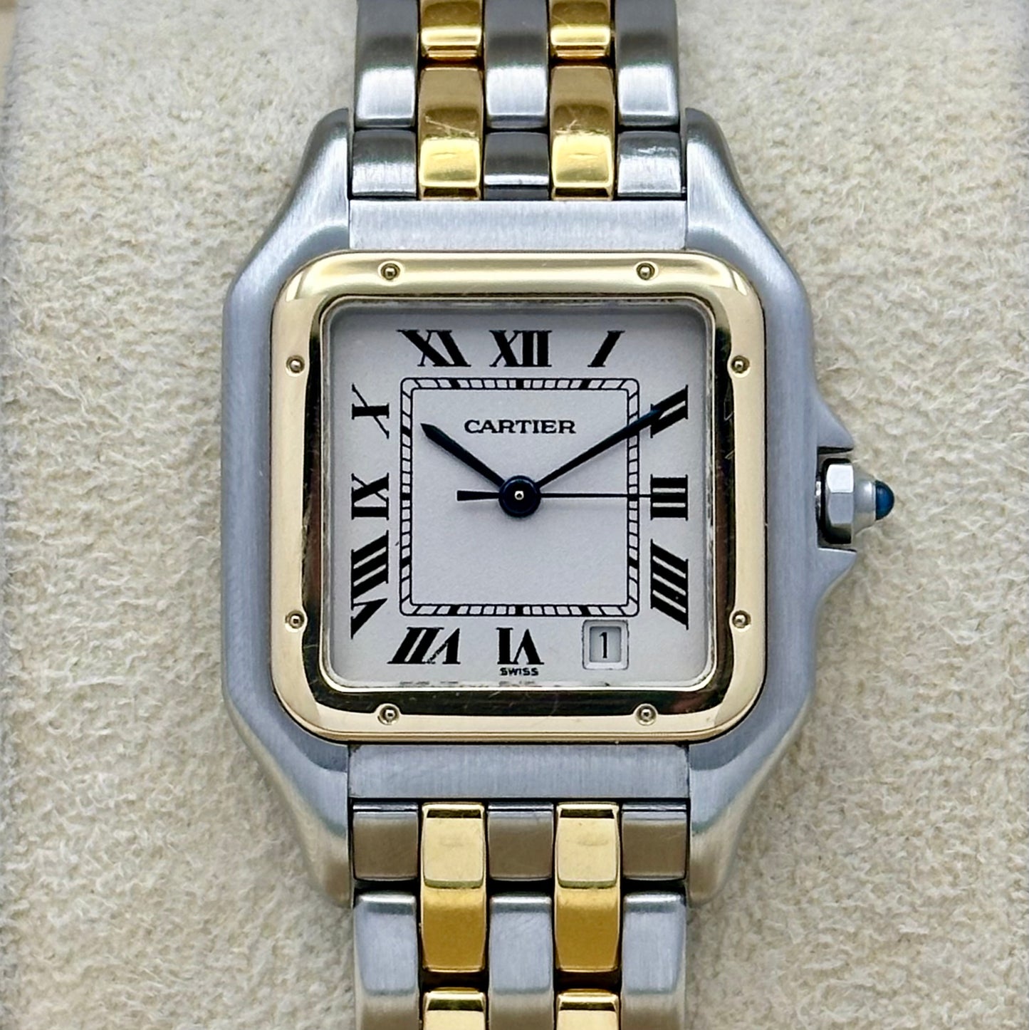 Panthére Medium Two Row 18K Yellow Gold White Romans Ref 1100