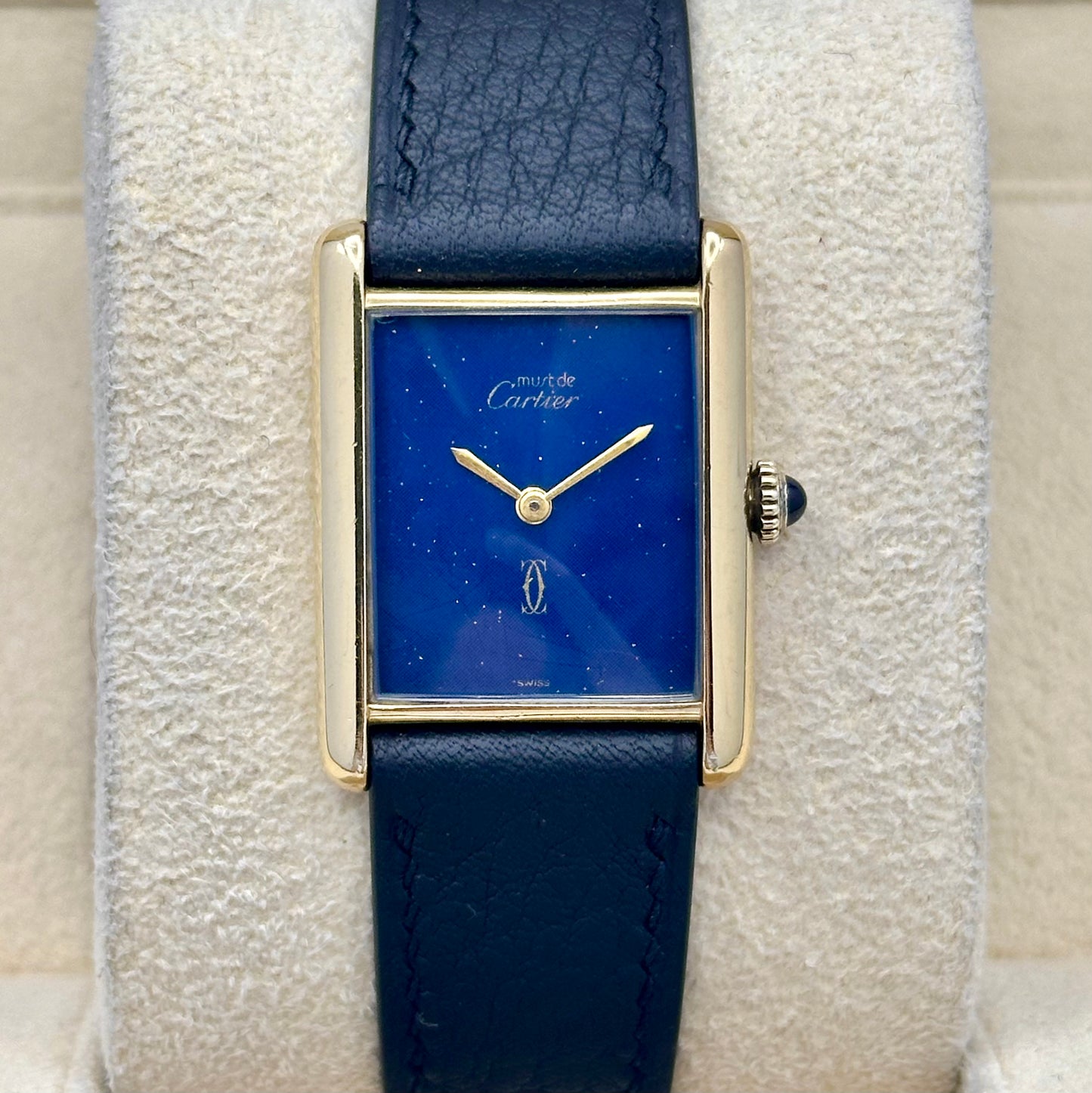 Tank Must De Cartier Large Lapis Blue Dial Manual Winding