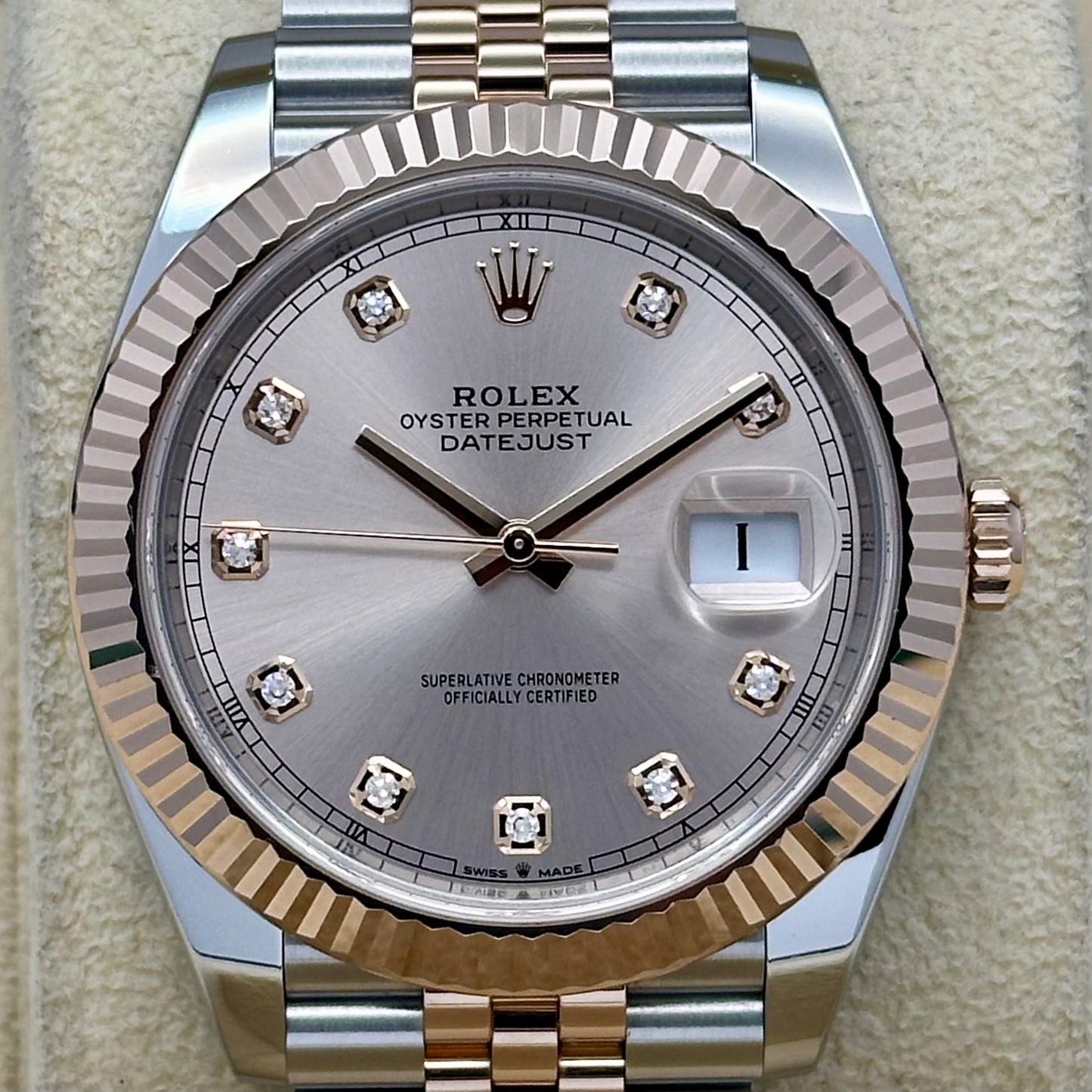 Rolex Datejust 41 Sundust Diamond 18K Rose Gold Ref 126331